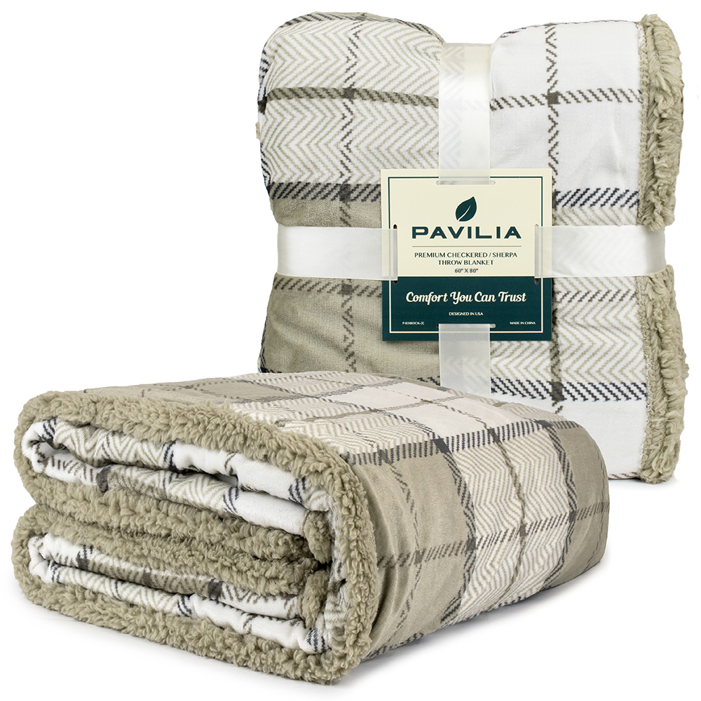 Plaid Throw Blanket for Couch Sofa Bed Sherpa Fleece Soft Microfiber Reversible - Picture 34 of 104