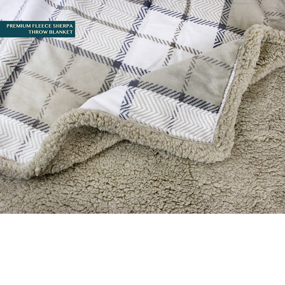 Plaid Throw Blanket for Couch Sofa Bed Sherpa Fleece Soft Microfiber Reversible - Picture 35 of 104