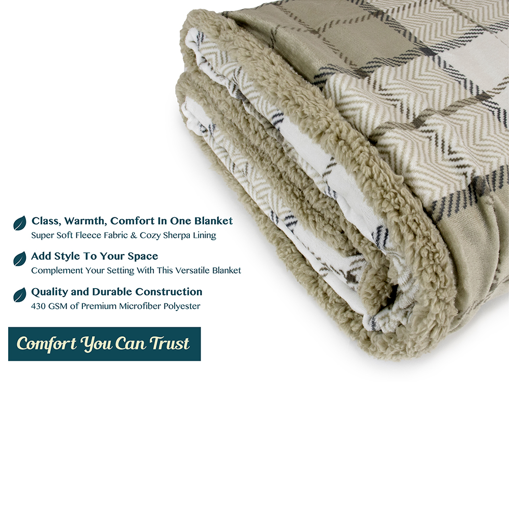 Plaid Throw Blanket for Couch Sofa Bed Sherpa Fleece Soft Microfiber Reversible - Picture 38 of 104