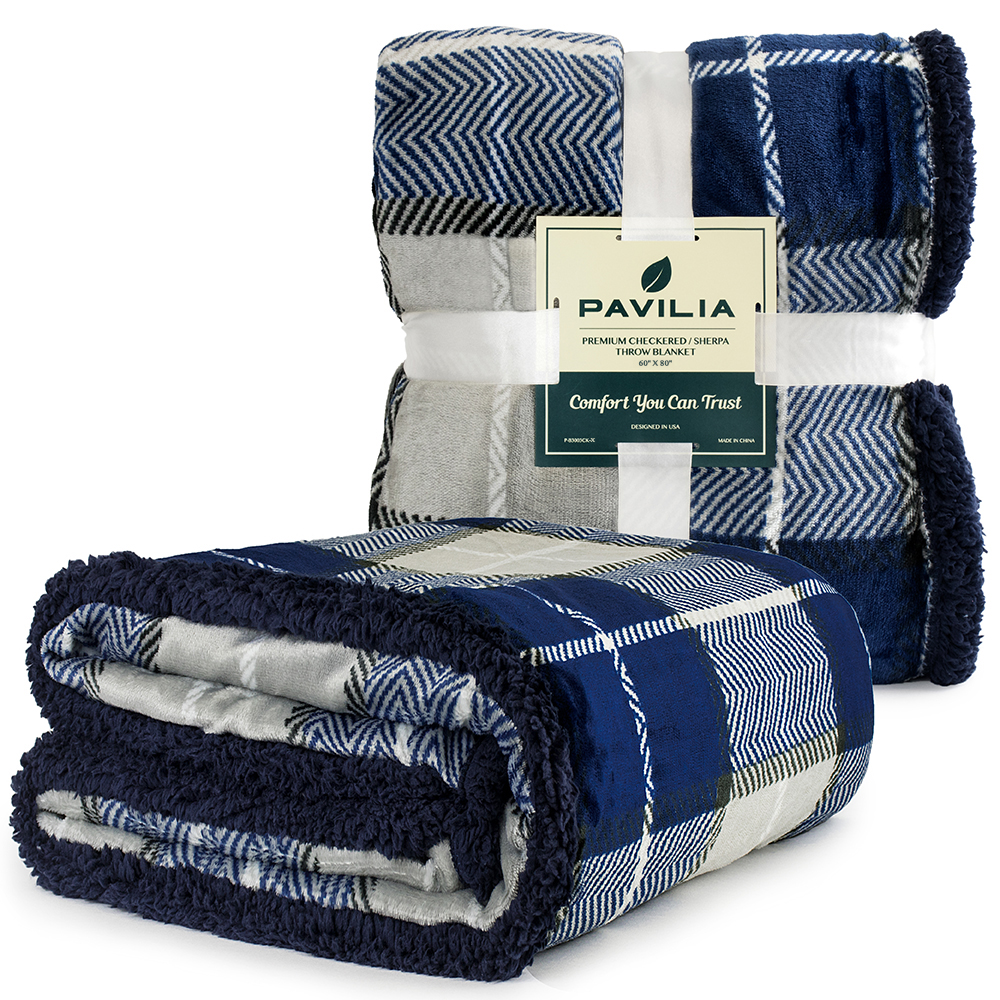 Plaid Throw Blanket for Couch Sofa Bed Sherpa Fleece Soft Microfiber Reversible - Picture 66 of 104