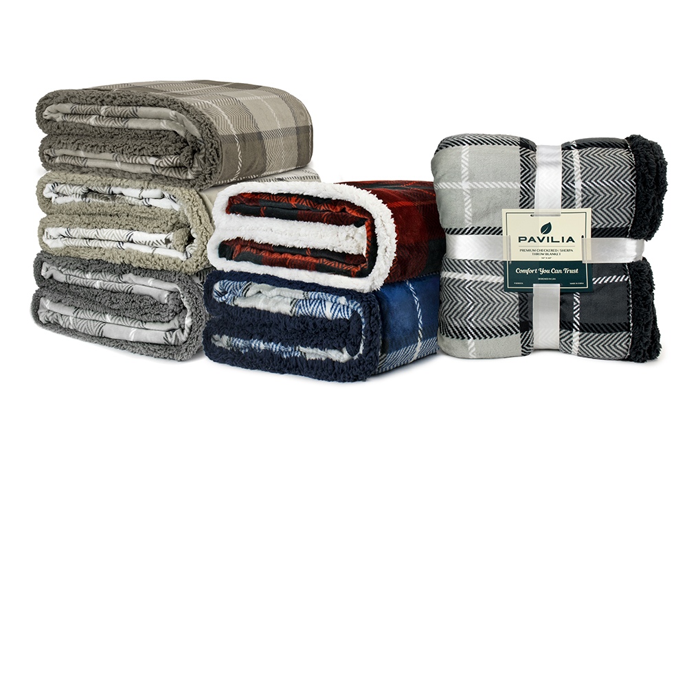 Plaid Throw Blanket for Couch Sofa Bed Sherpa Fleece Soft Microfiber Reversible - Picture 103 of 104