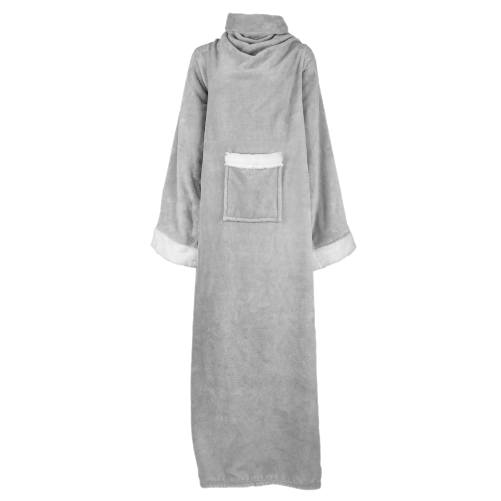 Fleece Snuggie Blanket with Sleeves and Front Pocket Robe Wearable TV