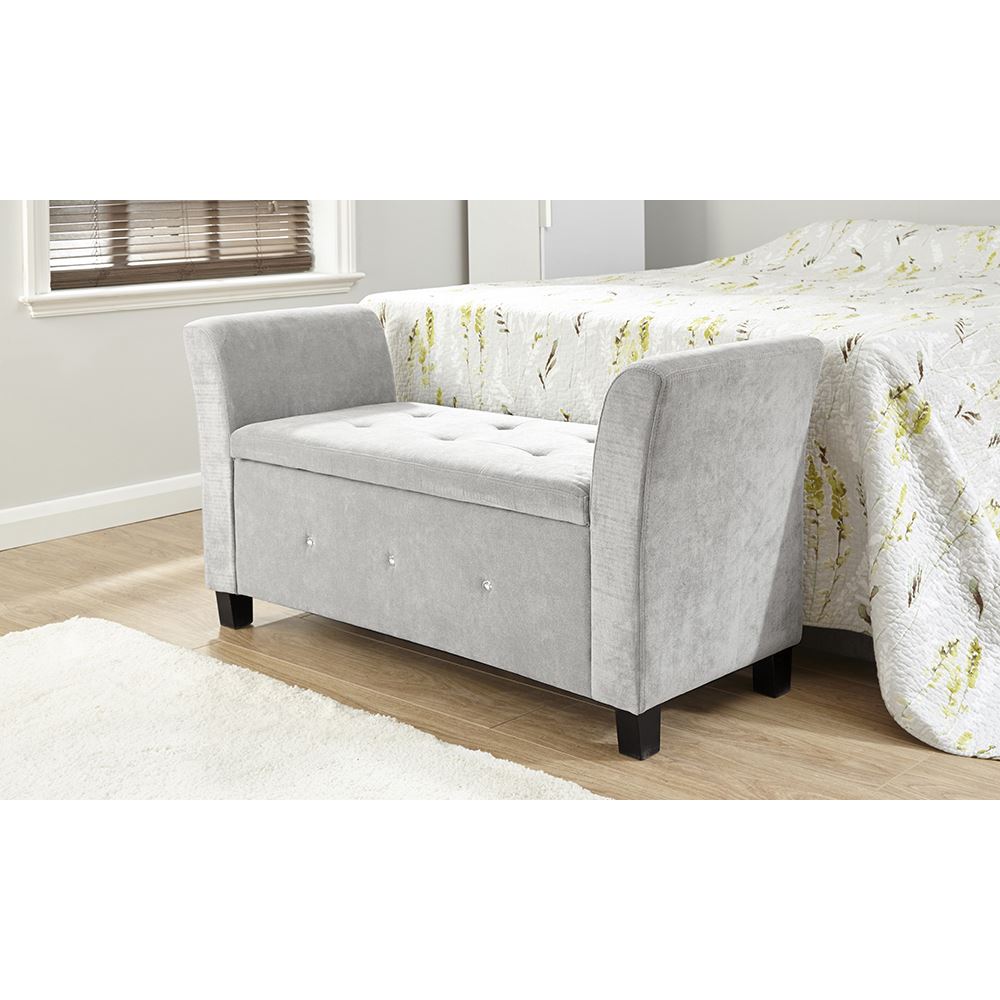 VERONA CHENILLE DIAMANTE WINDOW SEAT OTTOMAN STORAGE BOX BLANKET BENCH