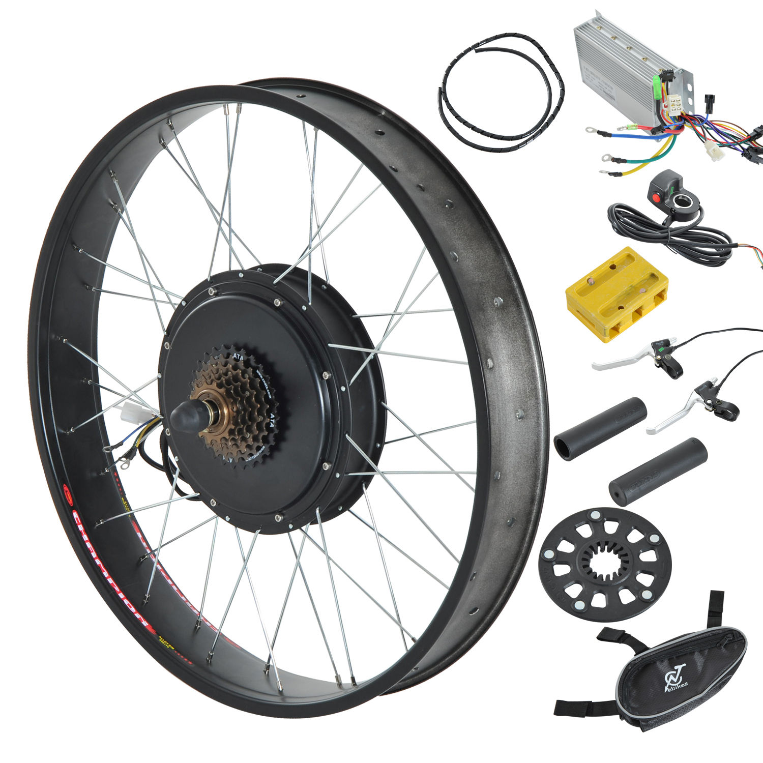 1000W 48V 26" Front/Rear Wheel Electric Bicycle Motor Conversion Kit