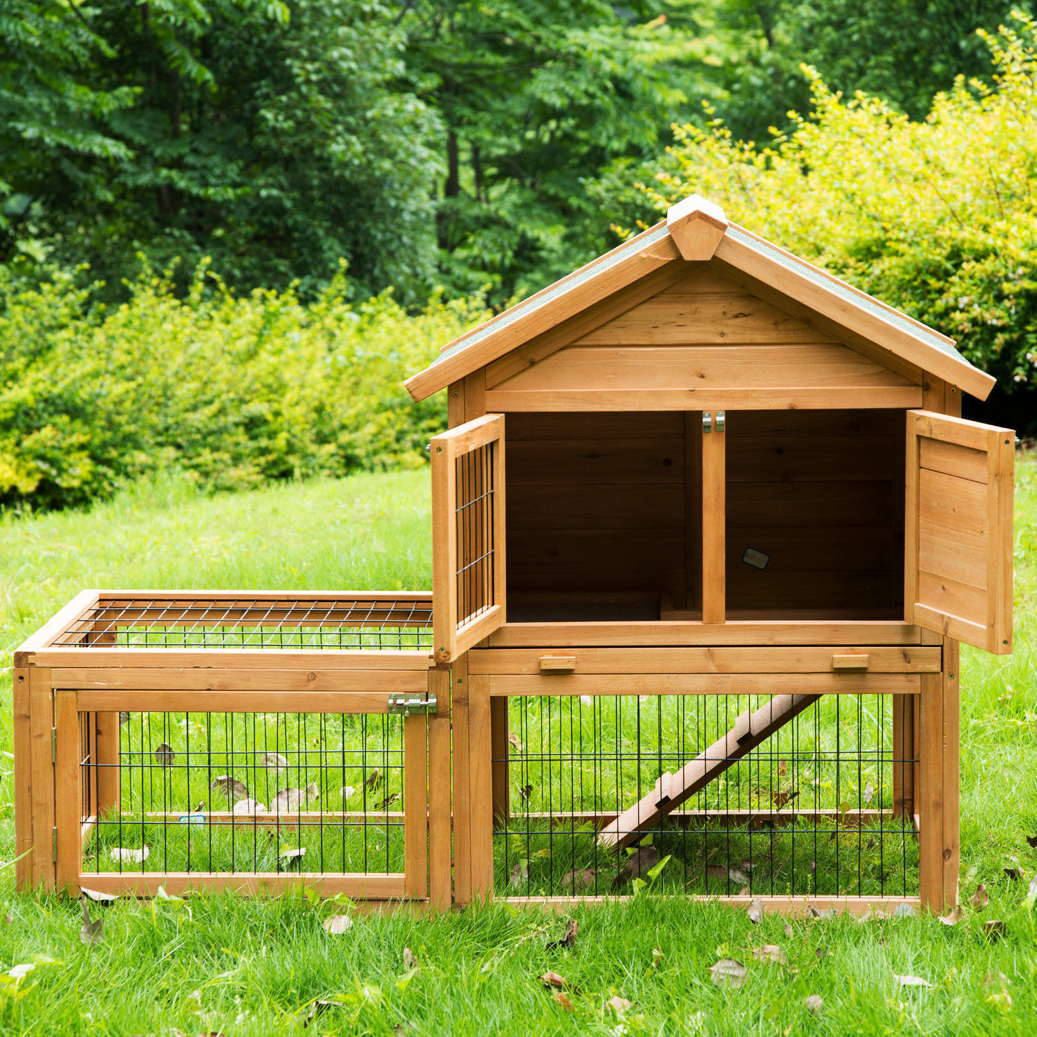 Pawhut 53'' Wooden Chicken Coop Rabbit Hutch Small Pet House Hen Cages 763250280232 eBay