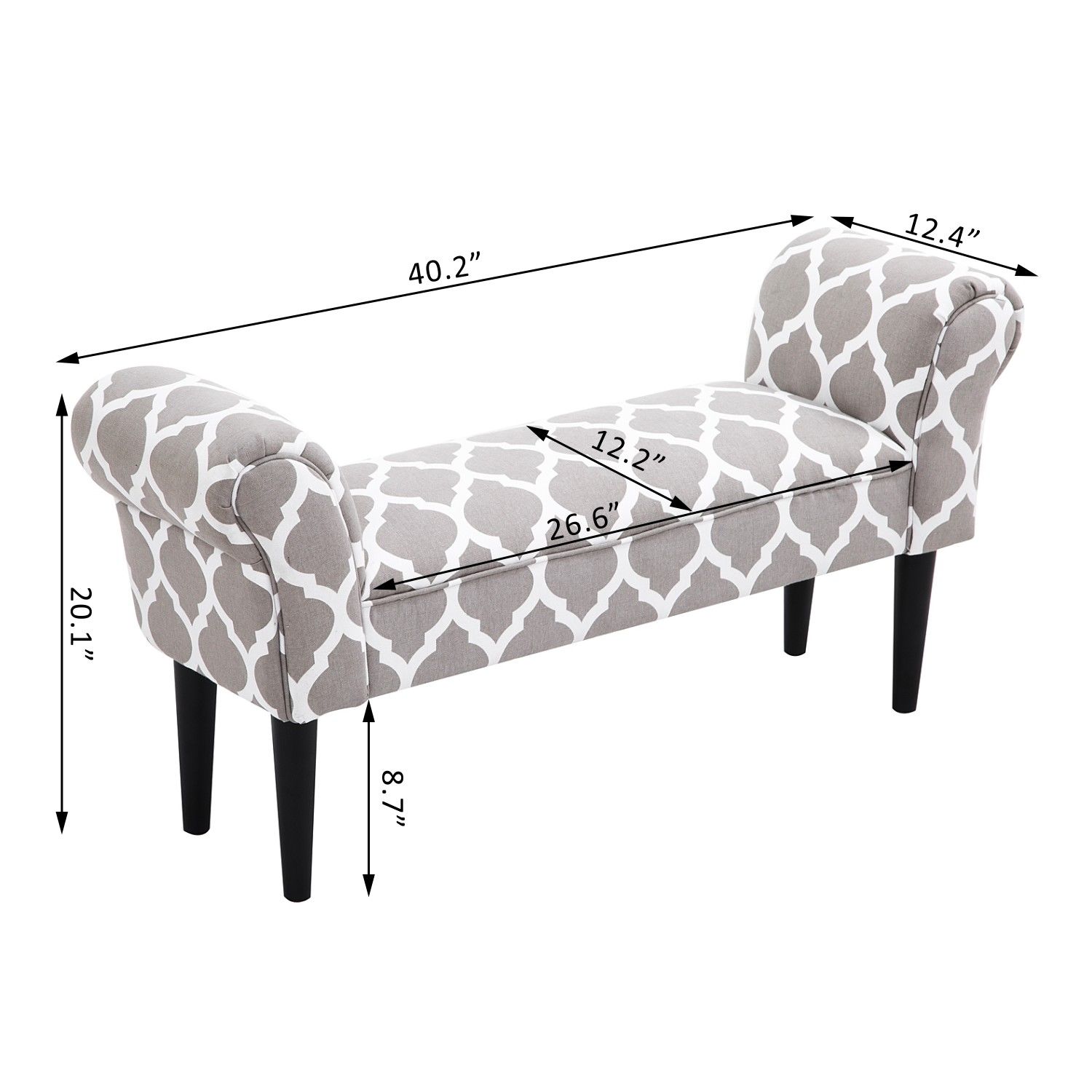 Elegant Rolled Arm Bench Bedside End of Bed Footstool w/ Arms 2 SIZE eBay