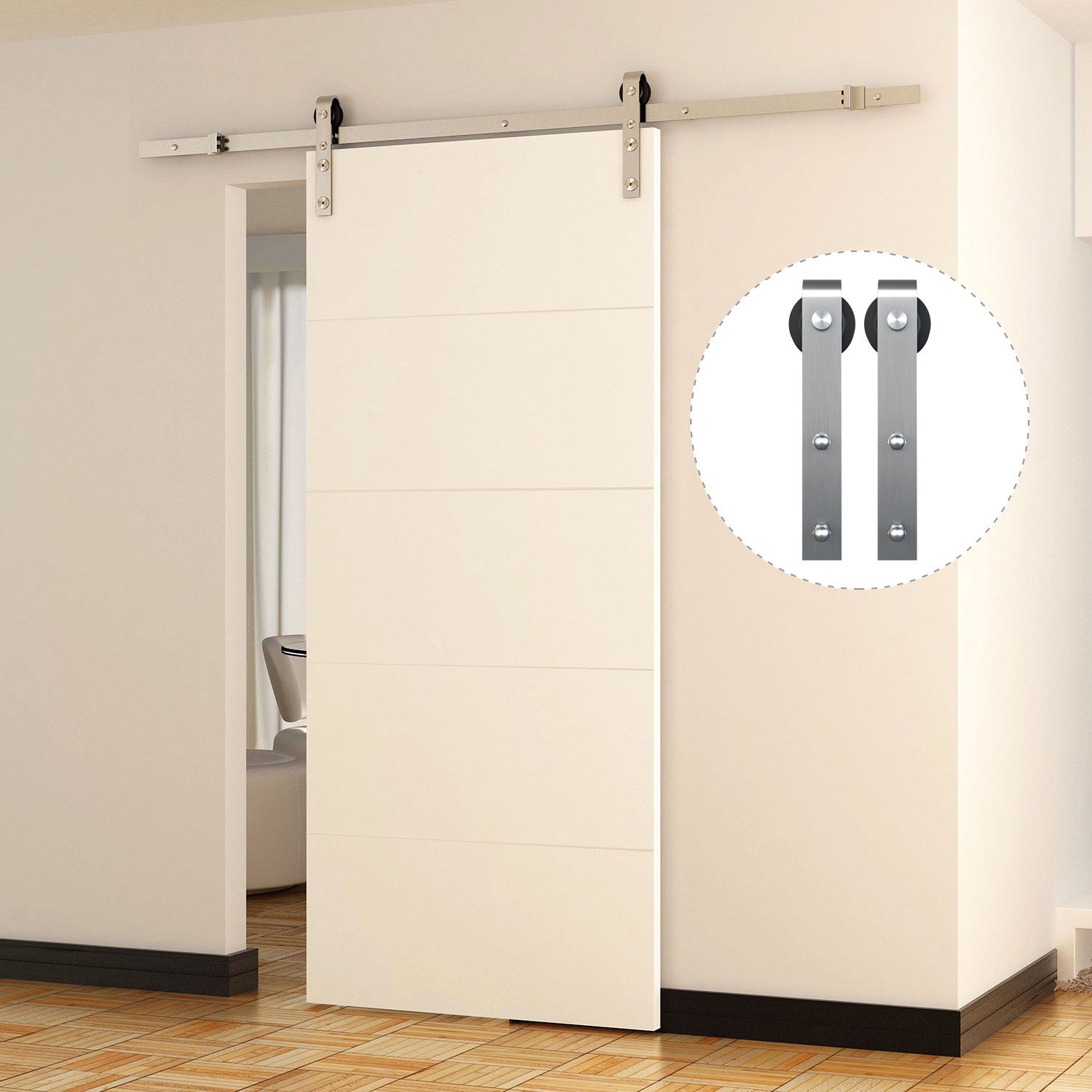 Modern Sliding Wood Barn Door Hardware Kit Track Set eBay