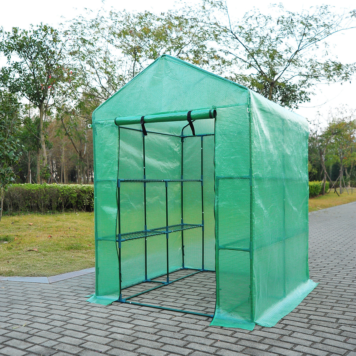 Outsunny 1.4 x 1.4 x 2m Garden Polytunnel Greenhouse Plastic Plant Grow