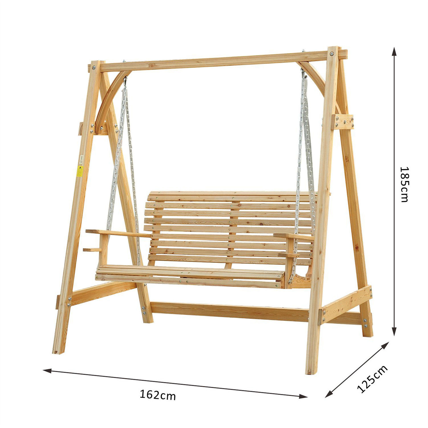 2 Seater Larch Wood Wooden Garden Swing Chair Seat Hammock Bench