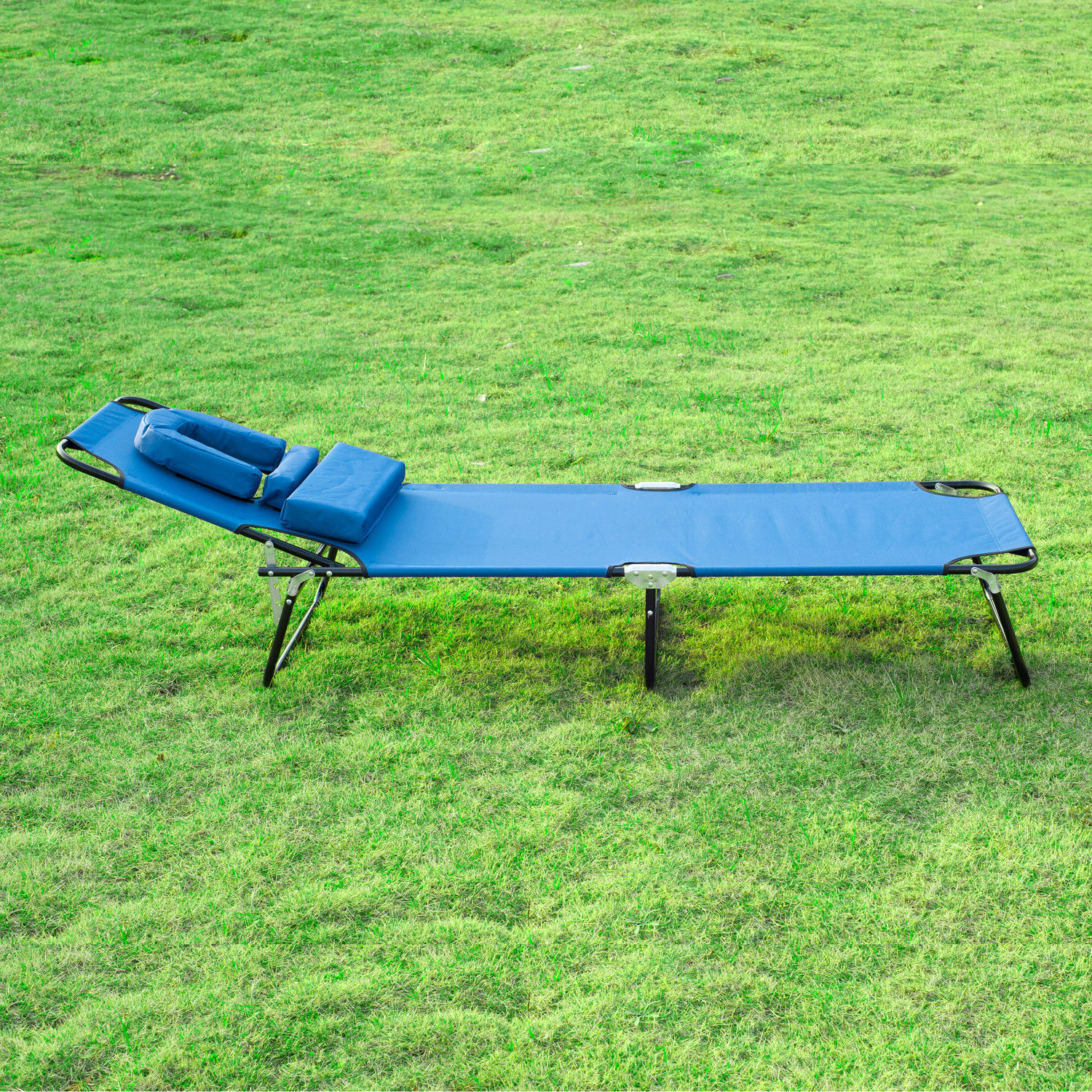 2PC Sun Lounger Folding Recliner Chair Pillow Portable Home Garden Day