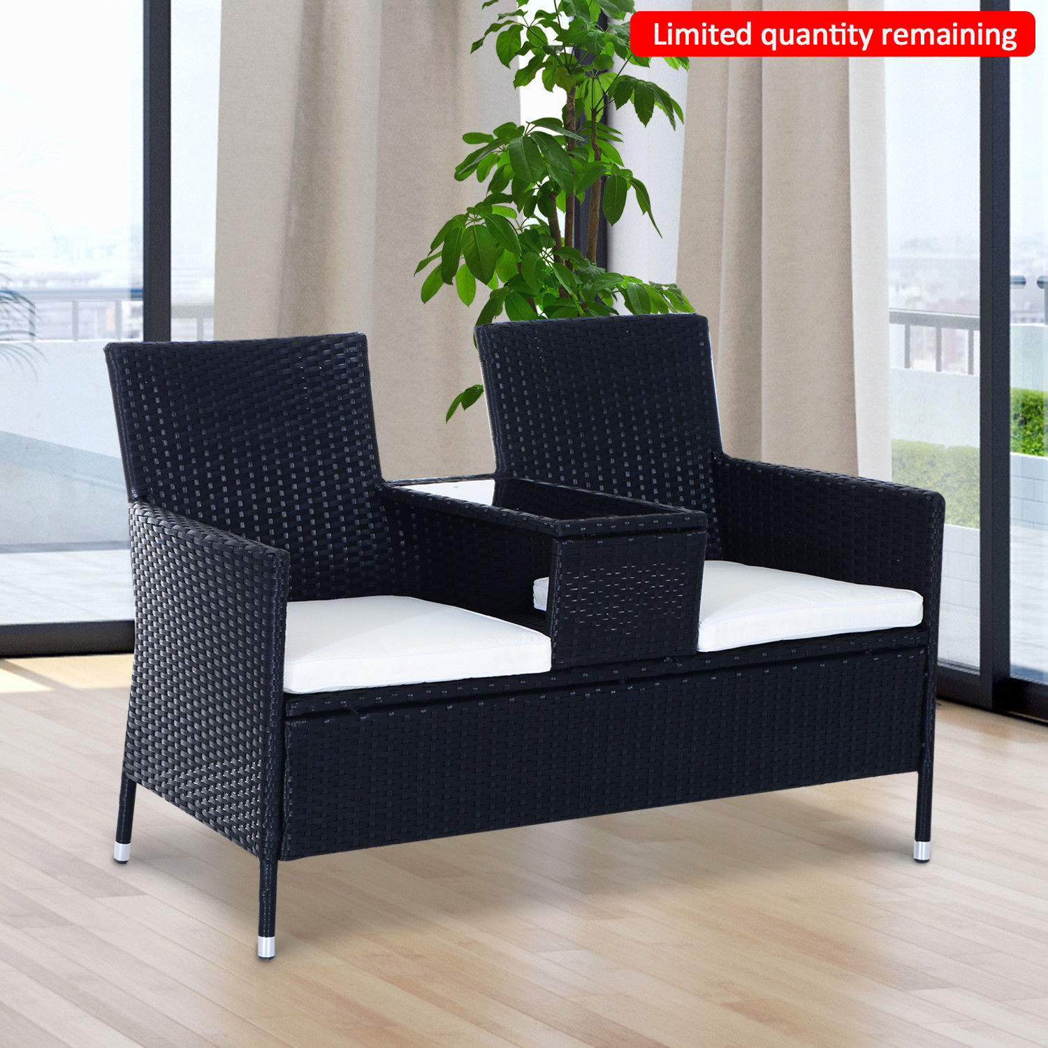 Outsunny Rattan Chair Garden Furniture Patio Companion ...