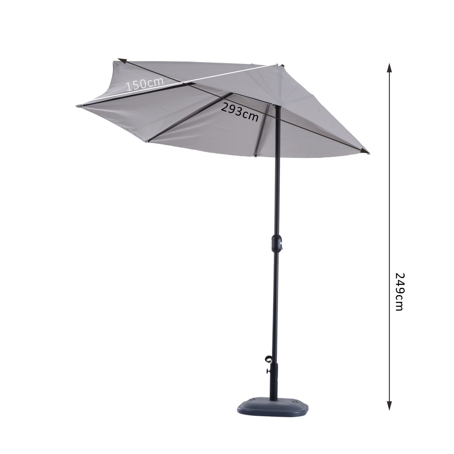 Outsunny 3m Aluminium Frame Garden Furniture Parasol Half Round