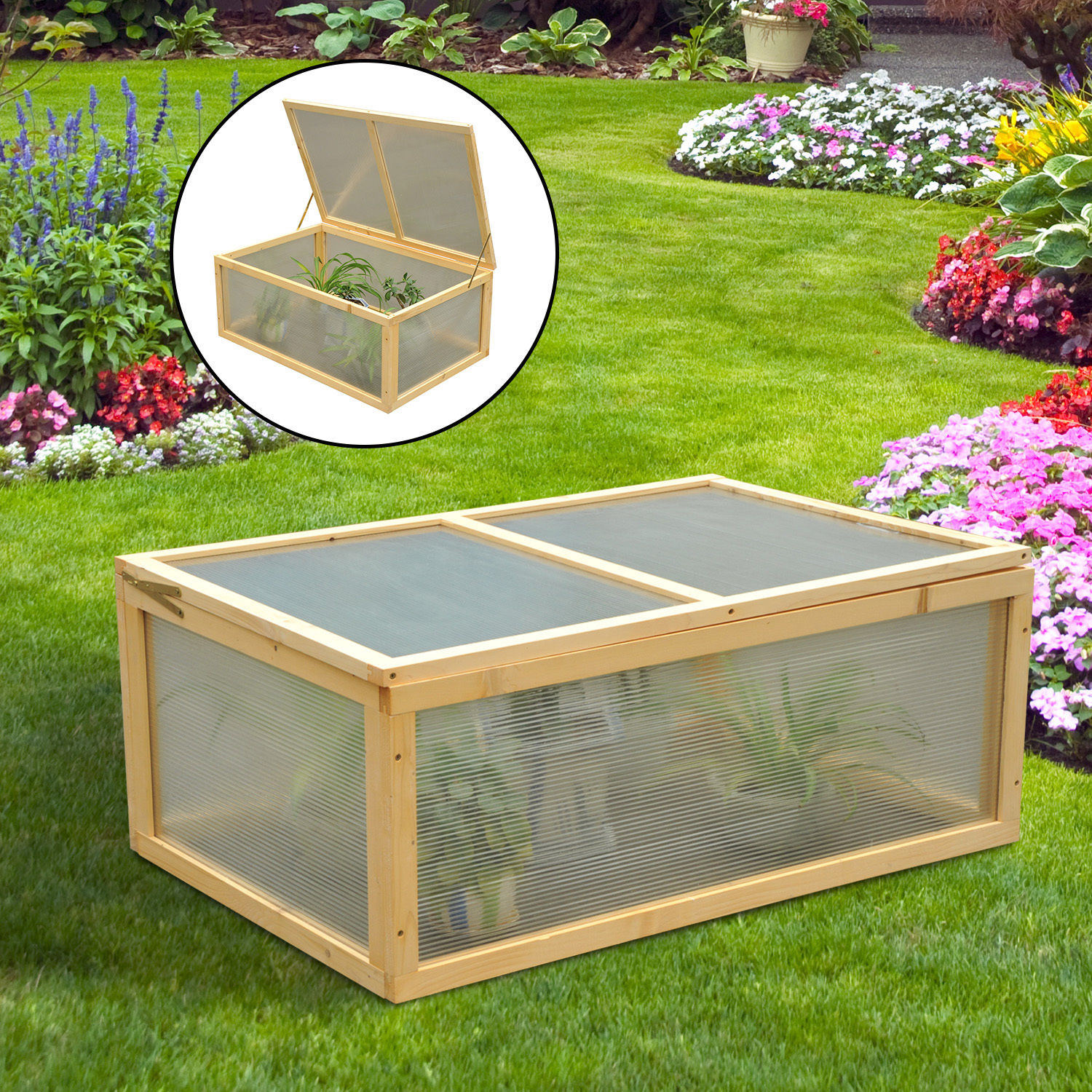 Mini Wood Greenhouse Cold Frame Garden Flower Planting Box Growhouse 3