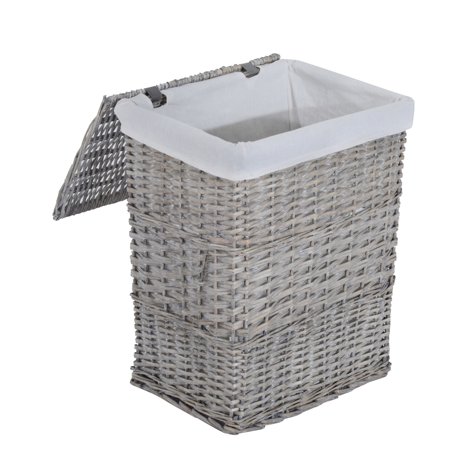 5 Wicker Baskets Sets Lidded Storage Home Hamper Laundry S M L Box Grey