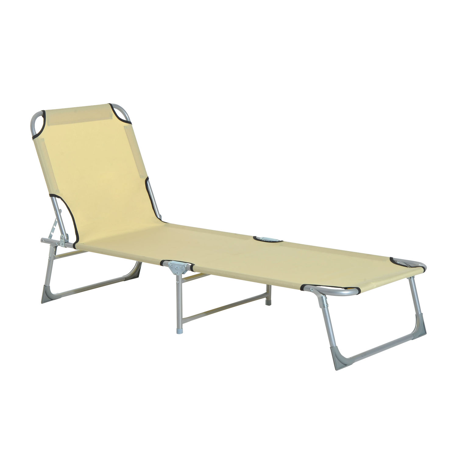 Outsunny Camping Light Weight Sun Lounger Portable Folding Chaise Chair