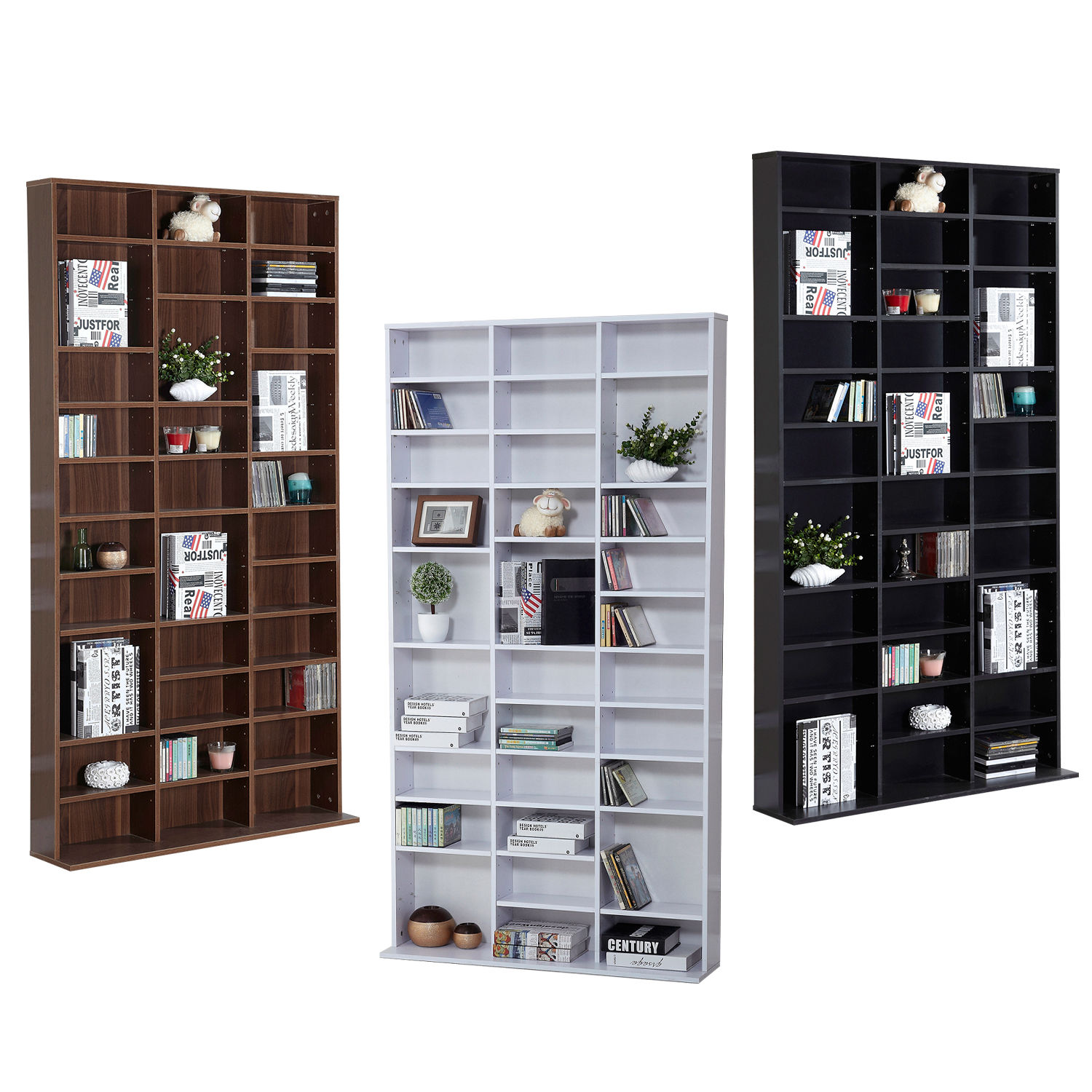 CD DVD Media Storage Wooden Shelves Bookcase Display Shelving Unit
