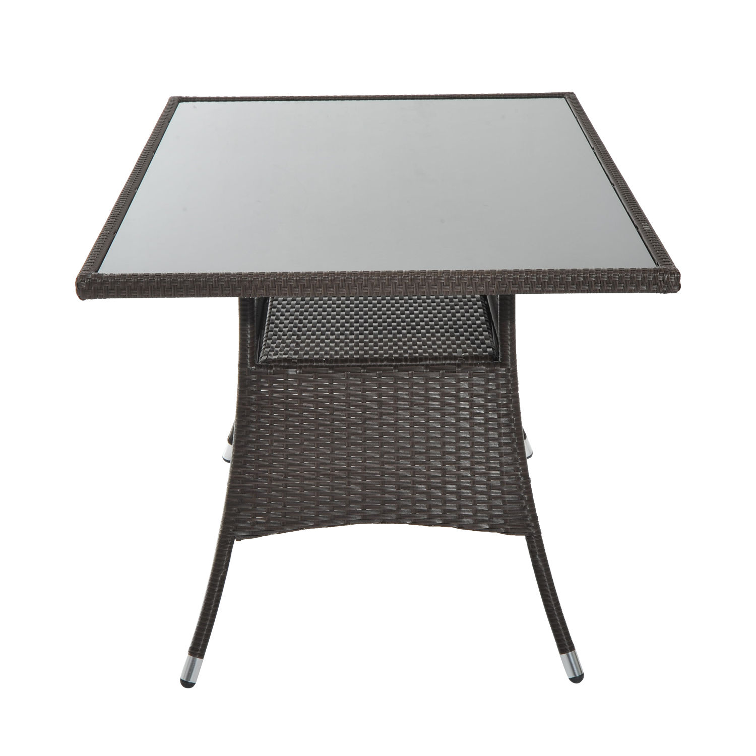 Polyrattan Gartentisch Glastisch Esstisch Gartenmöbel Tisch Metall