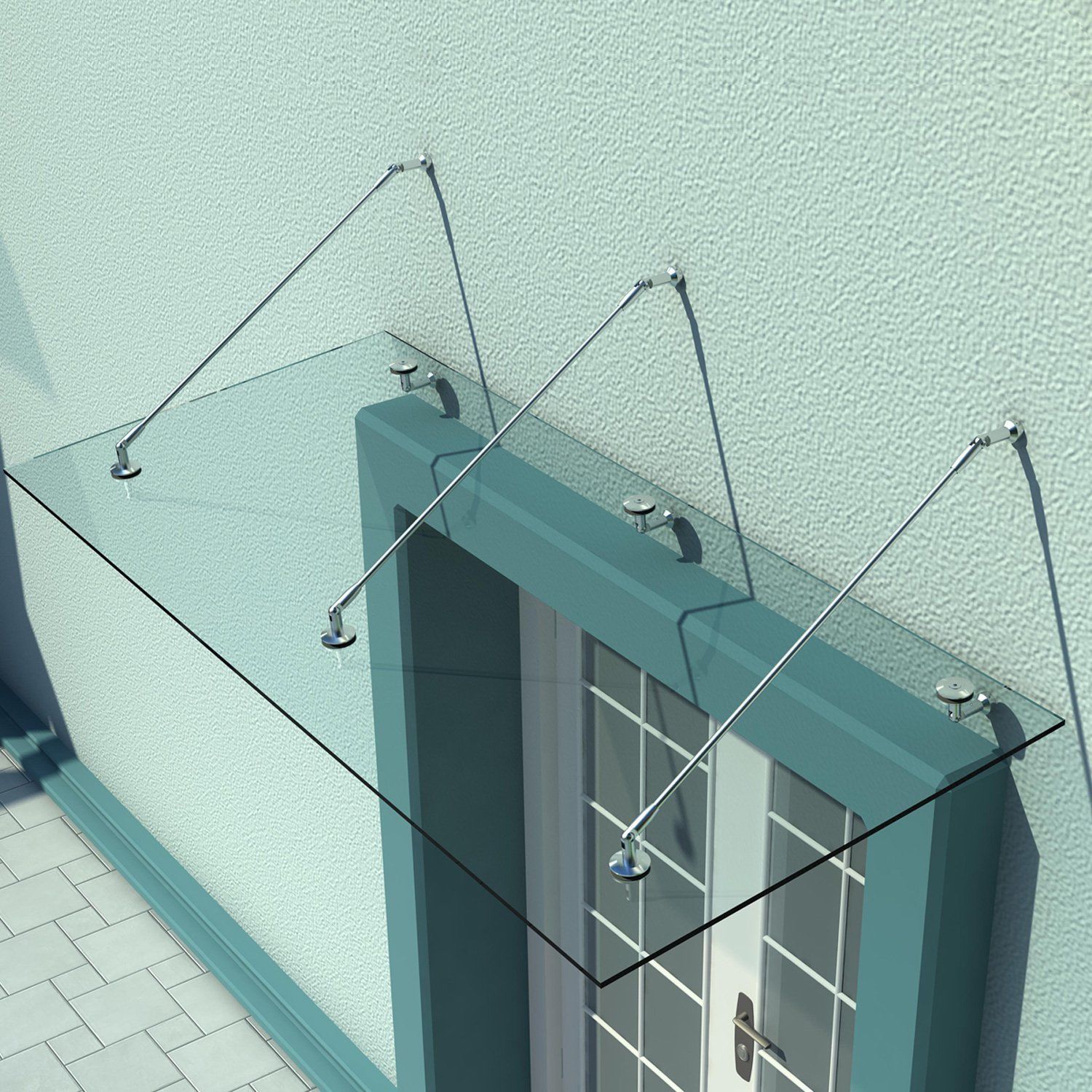 HOMCOM Glasvordach Haustür Vordach Türvordach Edelstahl Glas Klarglas VSG 150X90