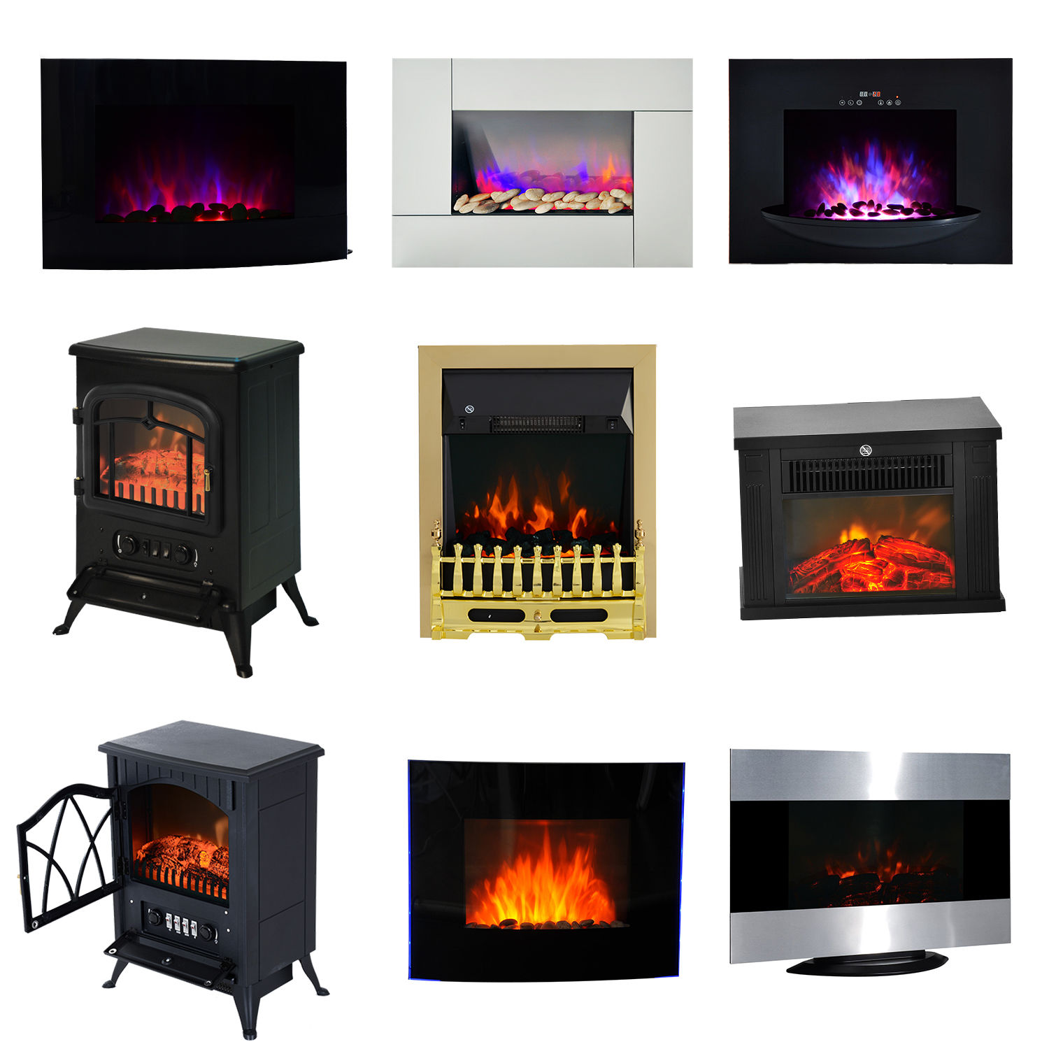 HOMCOM LED Elektrokamin Kamin Kaminofen Wandkamin Standkamin Elektrisch