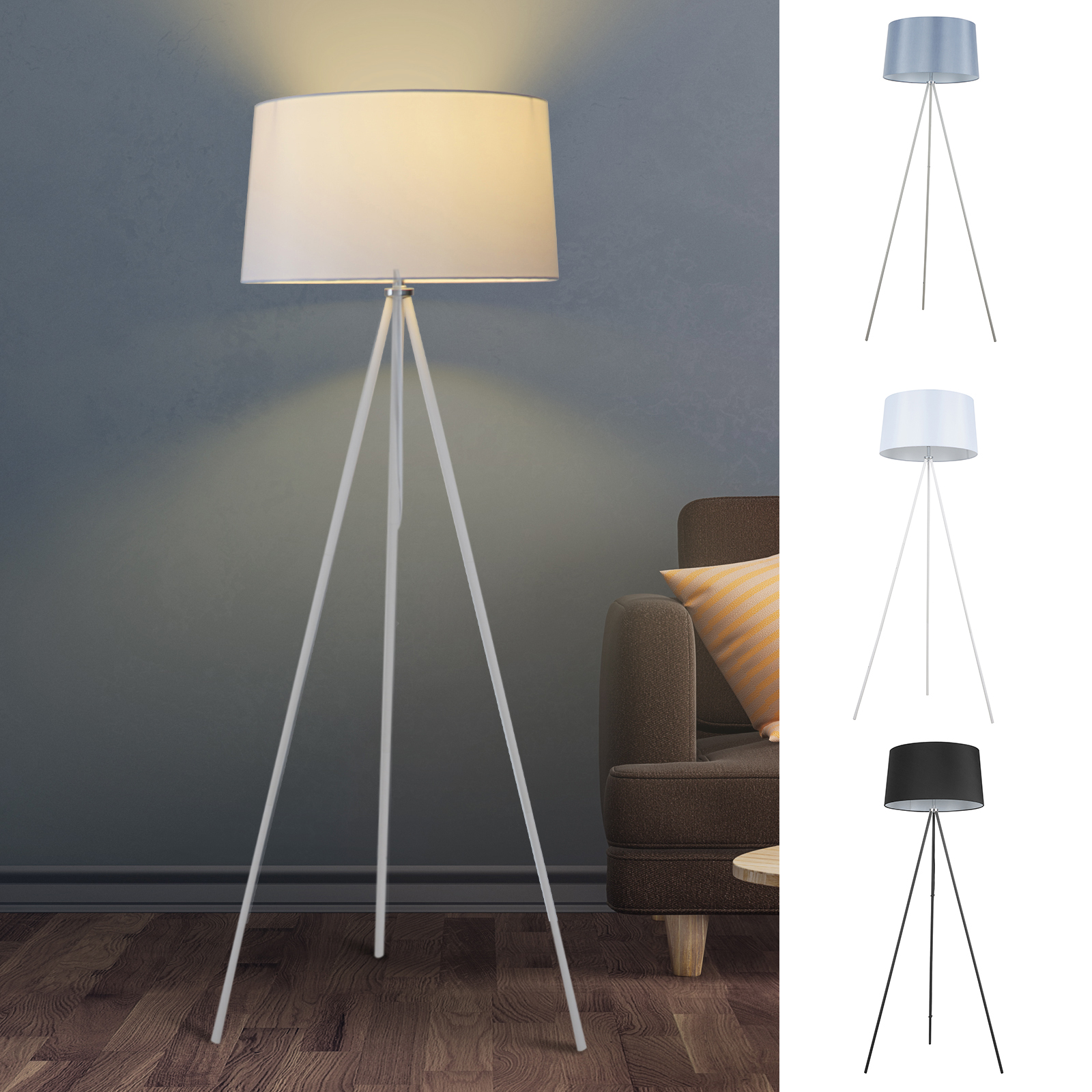 HOMCOM Stehlampe Tripod Standleuchte Stehleuchte Bodenlampe 3 Farben | eBay