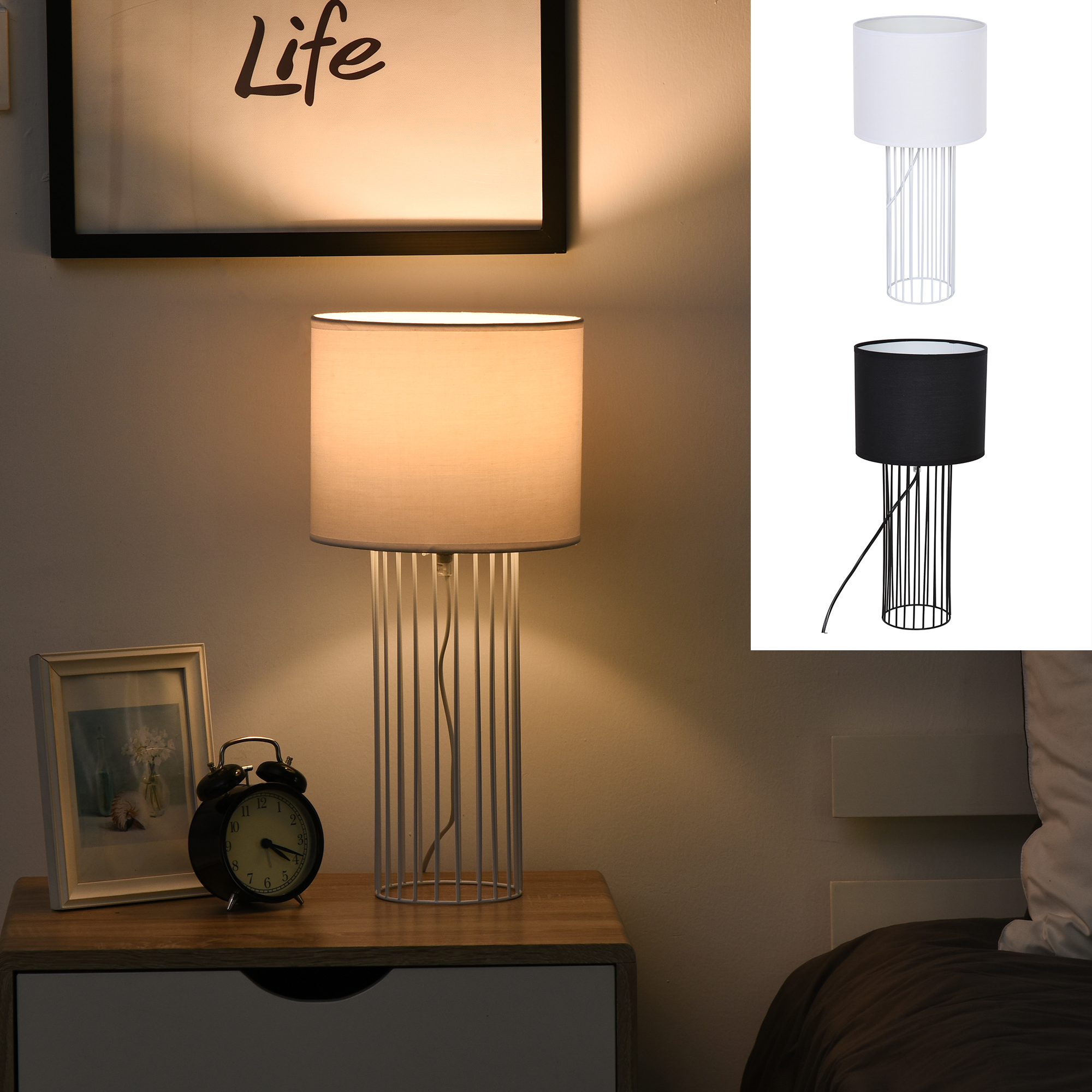 HOMCOM Tischleuchte Tischlampe Nachttischlampe für Schlafzimmer Metall