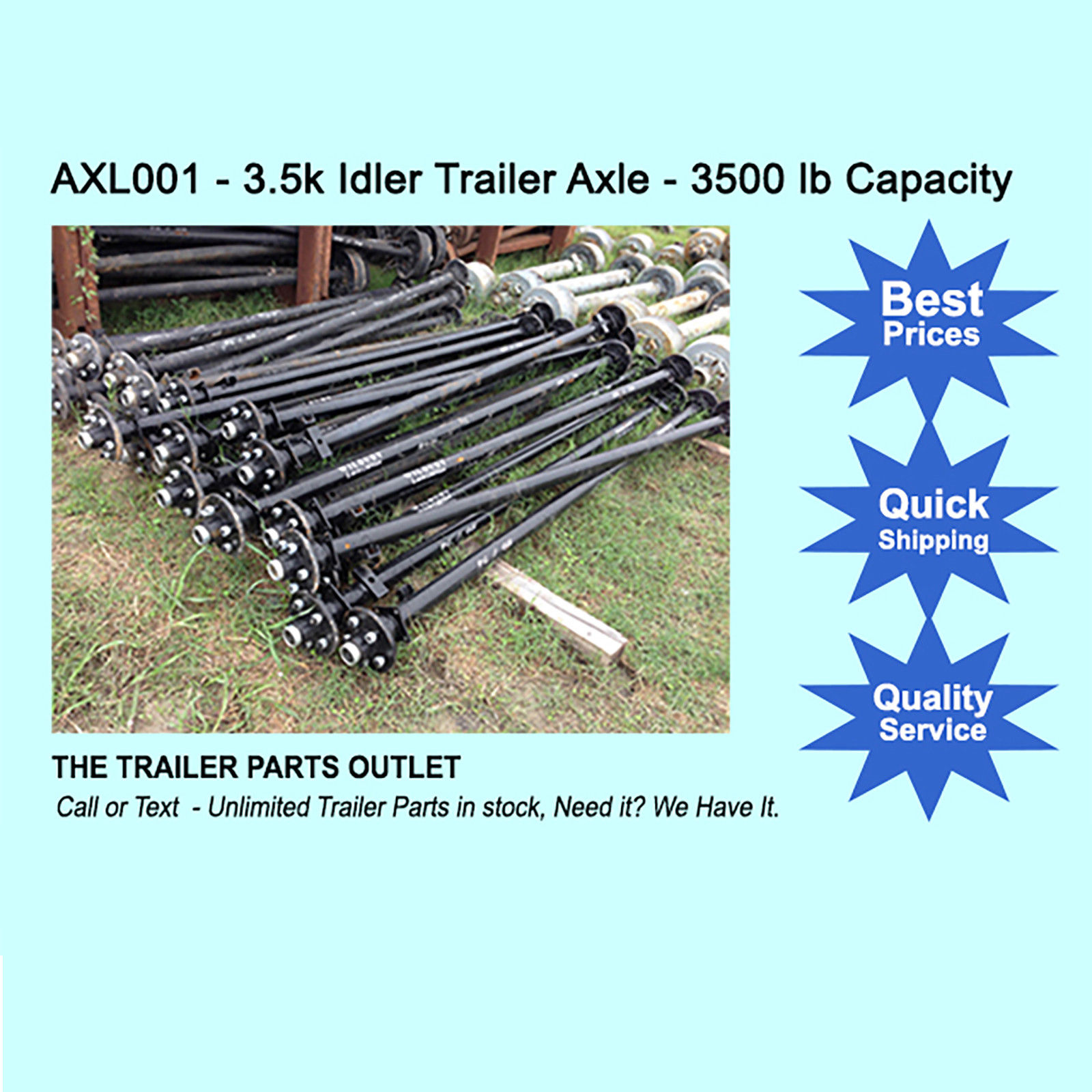 3.5K Trailer Idler Axles 3500 lb. 95 Hub Face 80 Spring Center eBay