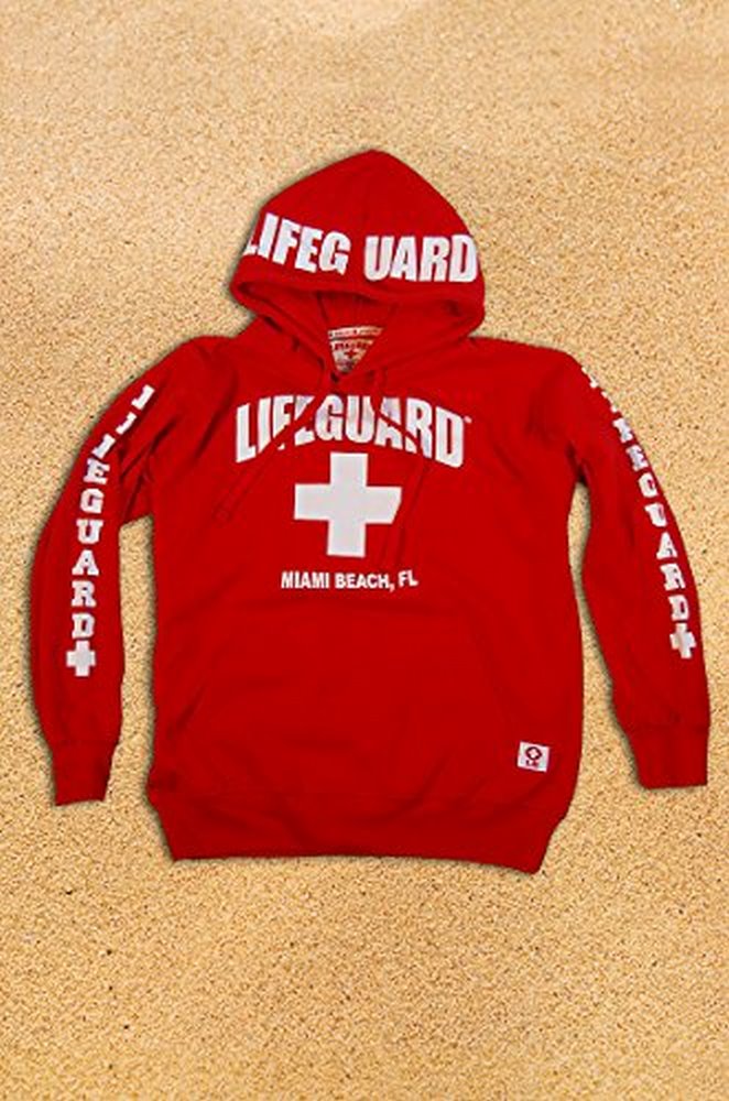Lifeguard Kids Miami Beach Florida Life Guard Sweatshirt Red Hoodie (Youth 