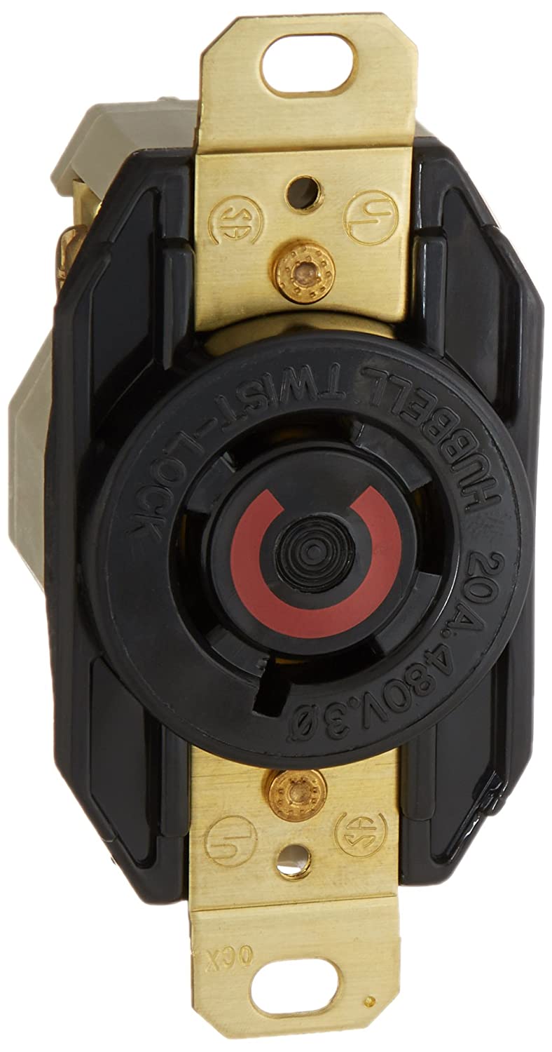Hubbell HBL2430 20 Amp 480 Volt 3-Pole 4-Wire NEMA L16-20R Locking Receptacle