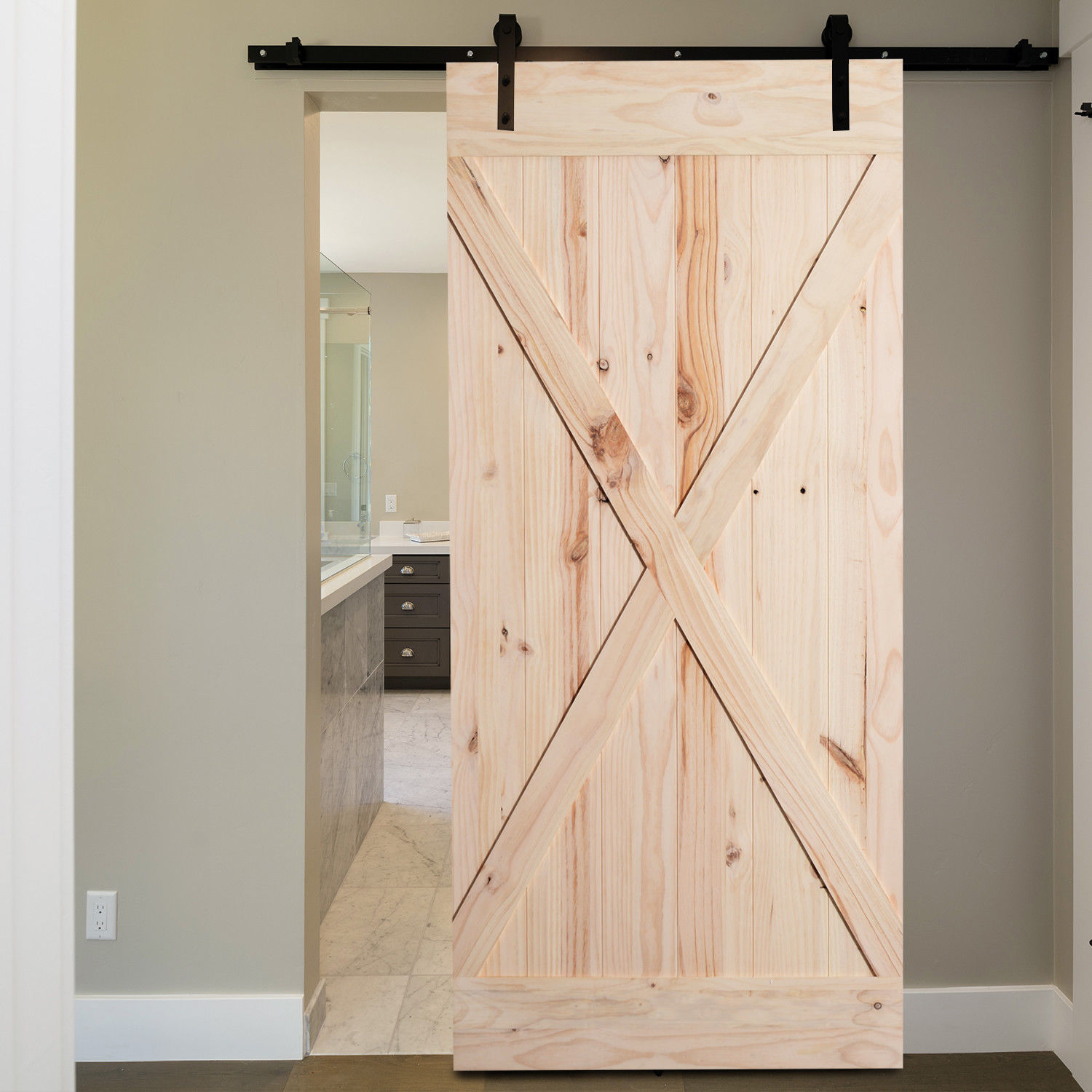 HOMCOM - Porta Scorrevole in Stile Country Laccata DIY in Legno di ... HOMCOM - Porta Scorrevole in Stile Country Laccata DIY in Legno di ...