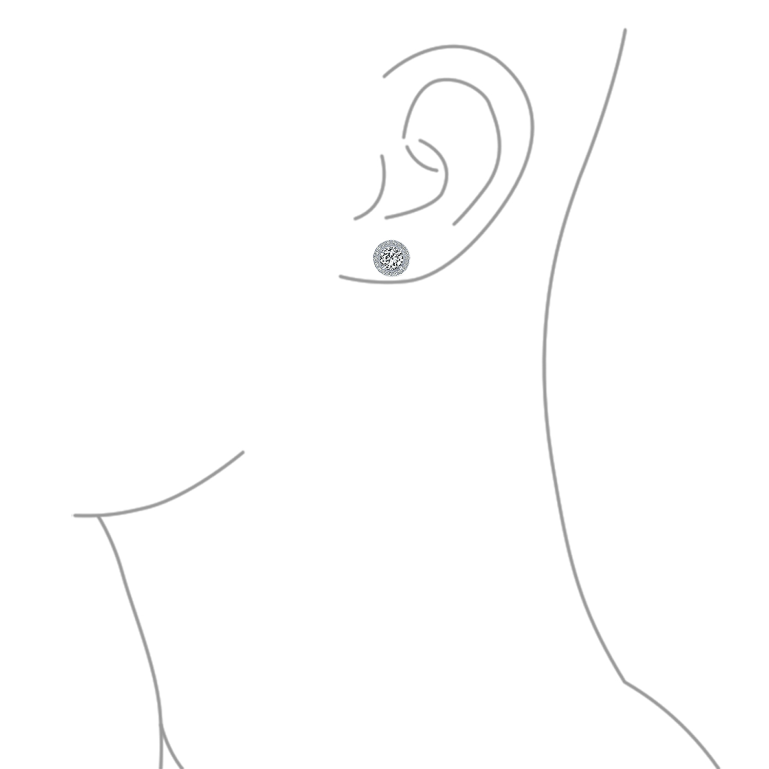 Round Solitaire Halo Multi Color CZ Stud Earrings.925 Sterling Silver 8MM - Picture 14 of 32