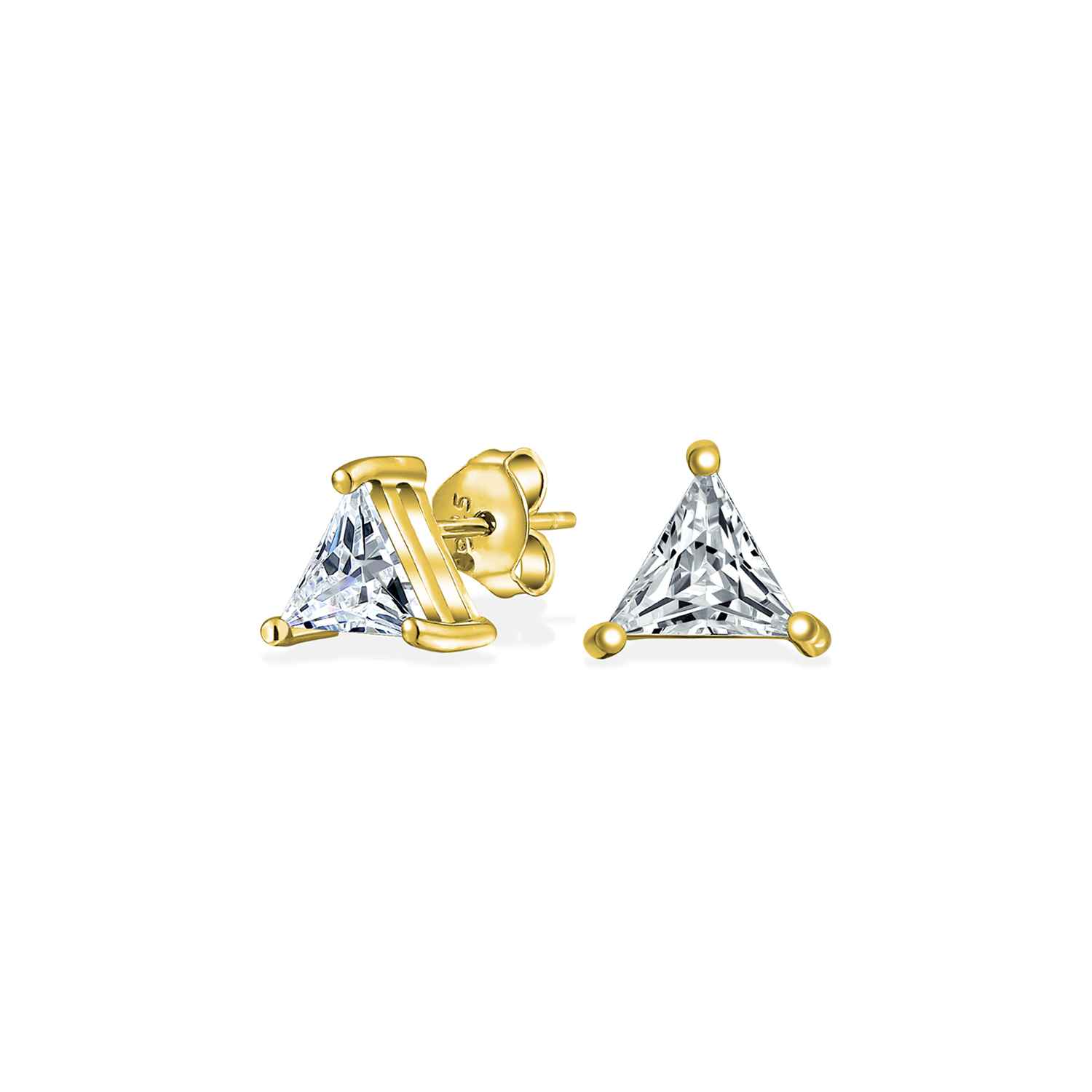 Trillion Cut Stud Earrings 14k Gold Over Sterling Silver