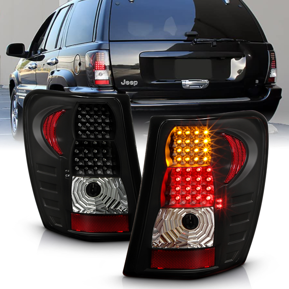 thumbnail interactive-video image 1 of Eagle Eyes LED Tail Lights For 1999-2004 Jeep Grand Cherokee - Pair (Left & Right) - SAE DOT Approved, Red 1 of 2