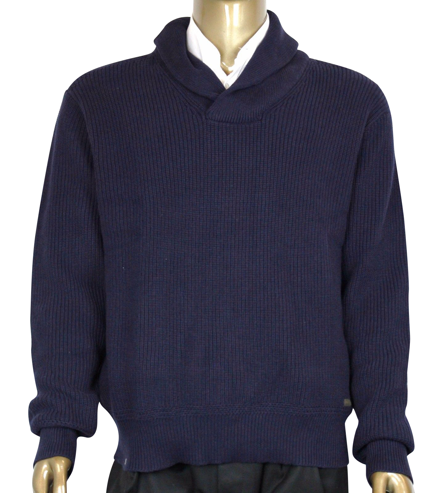 Polo Ralph Lauren Men's Navy Blue Cotton Shawl-Collar Sweater (2XL)