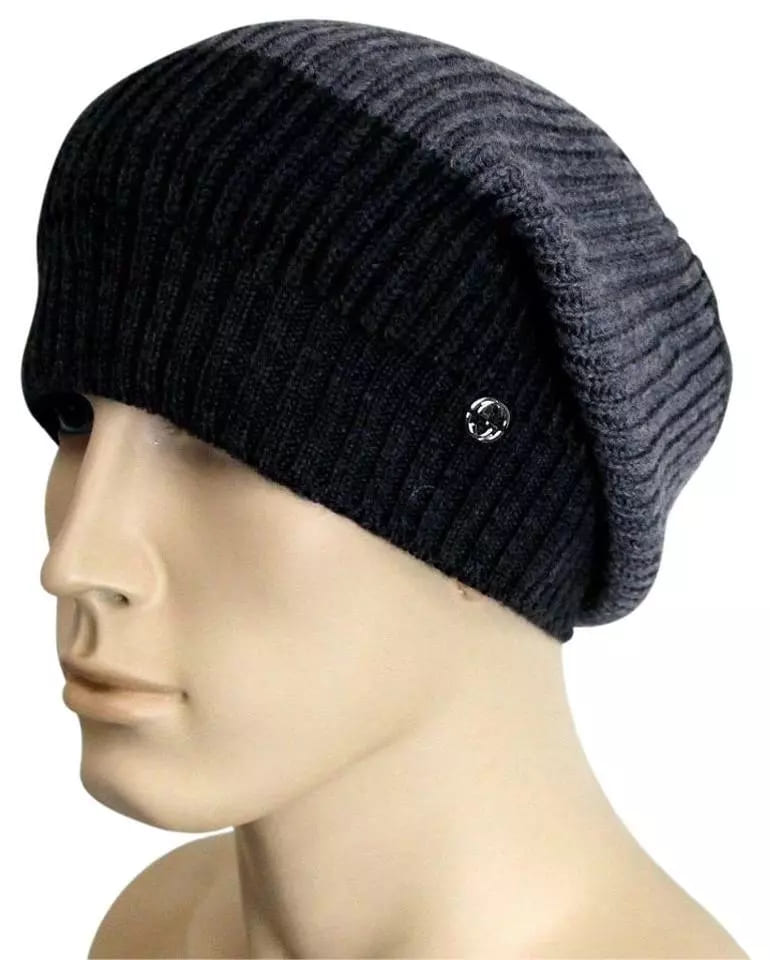 Gucci Gray Black Interlocking G Wool Beanie Hat