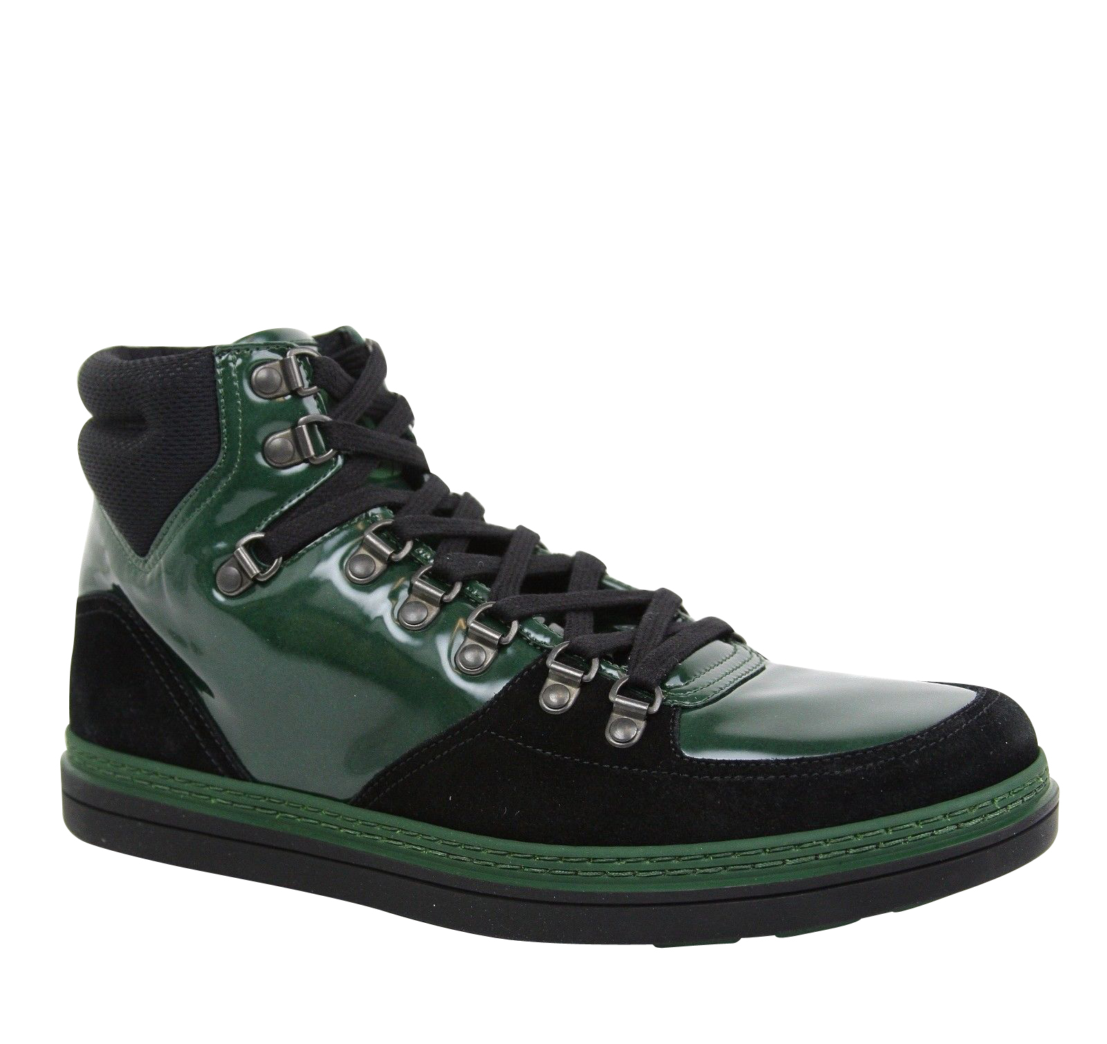 Gucci Men's Contrast Combo High top Dark Green Suede Leather Sneaker (10 G / 10.5 US)