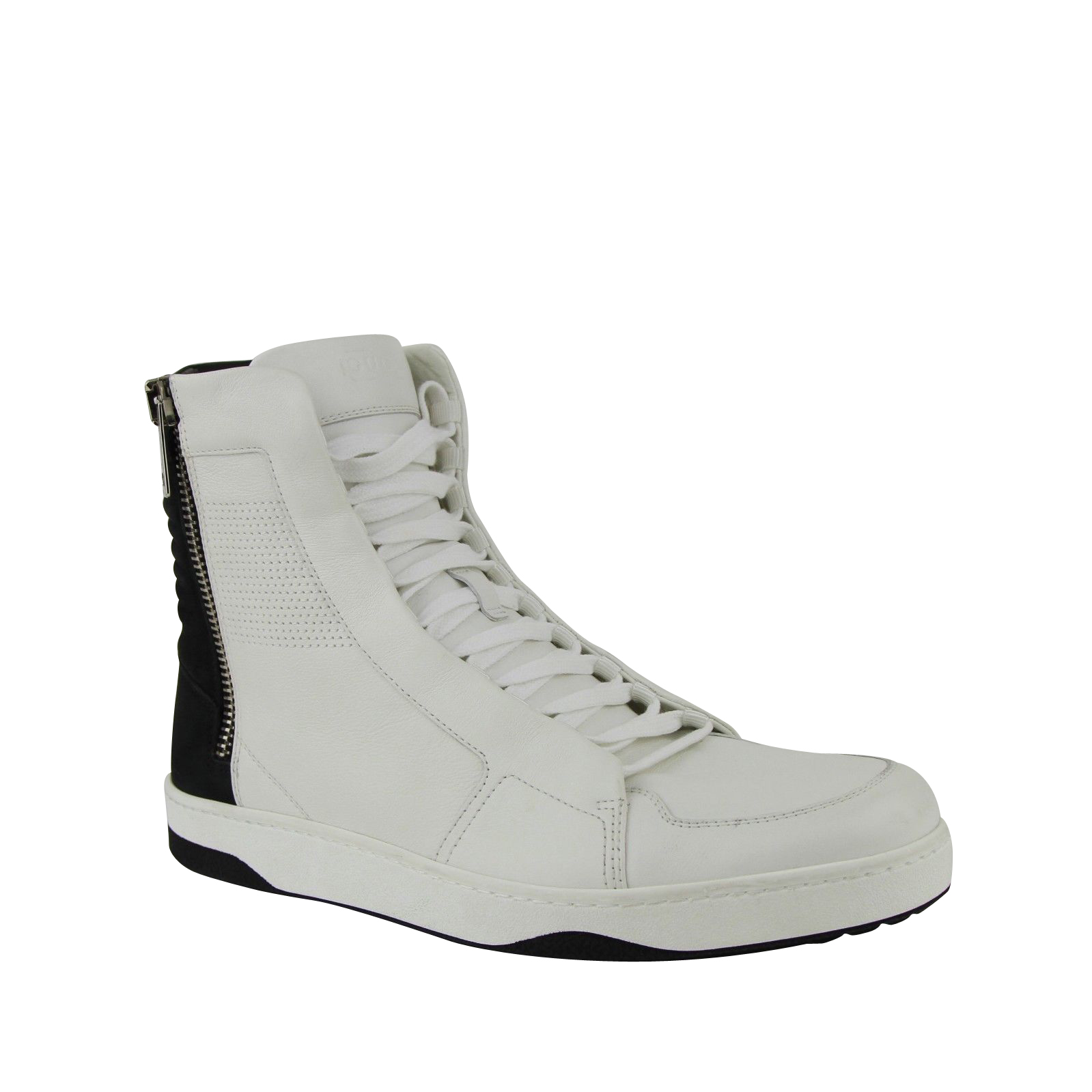 Gucci Men's Zip Up Black White Suede Leather Hi Top Sneakers (Pre-Owned)