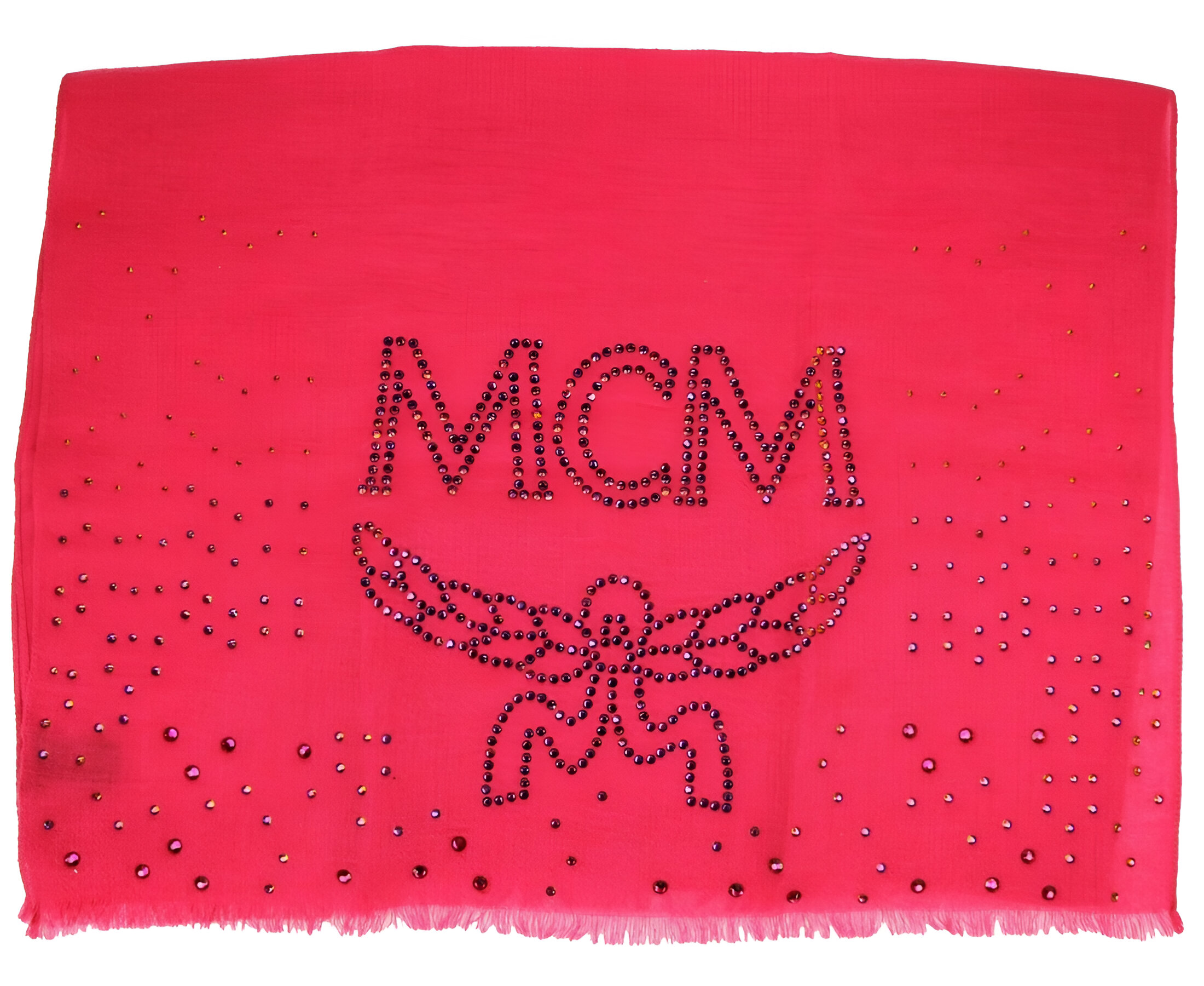 MCM Women's Magenta Love Potion Cashmere With Crystal Logo Scarf