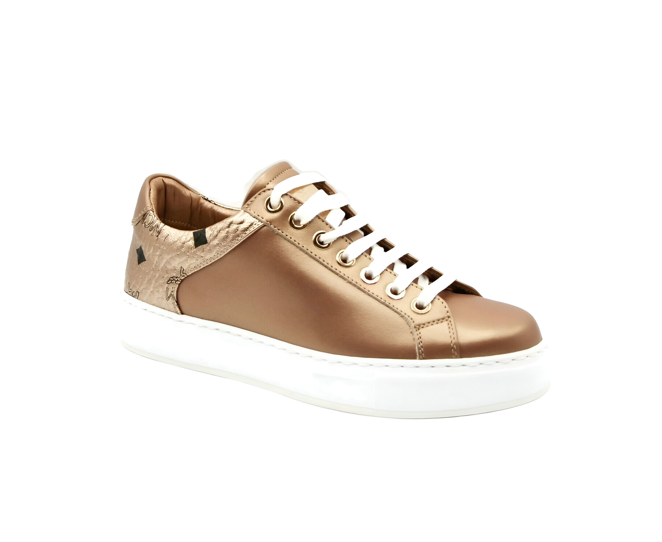 MCM Women's Rose Gold Leather Low Top Sneakers (35 EU / 5 US)