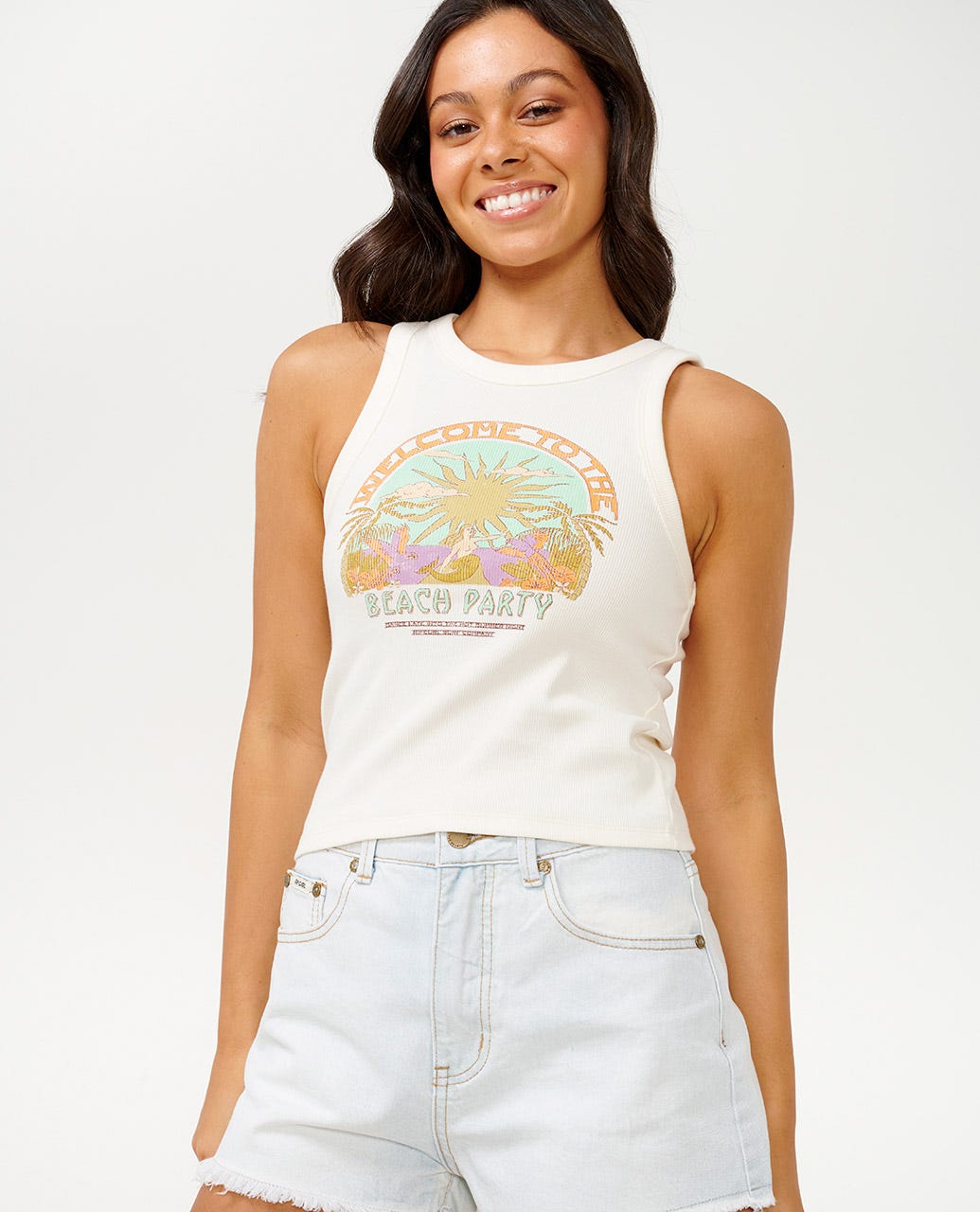 Rip Curl Tropicana Ribbed Tank 3021-Bone M - Picture 2 of 4