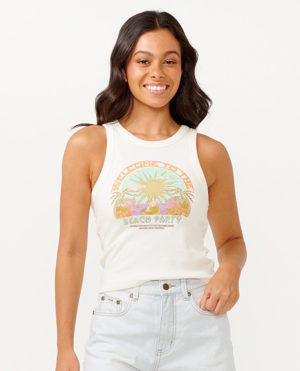 Rip Curl Tropicana Ribbed Tank 3021-Bone M - Picture 3 of 4