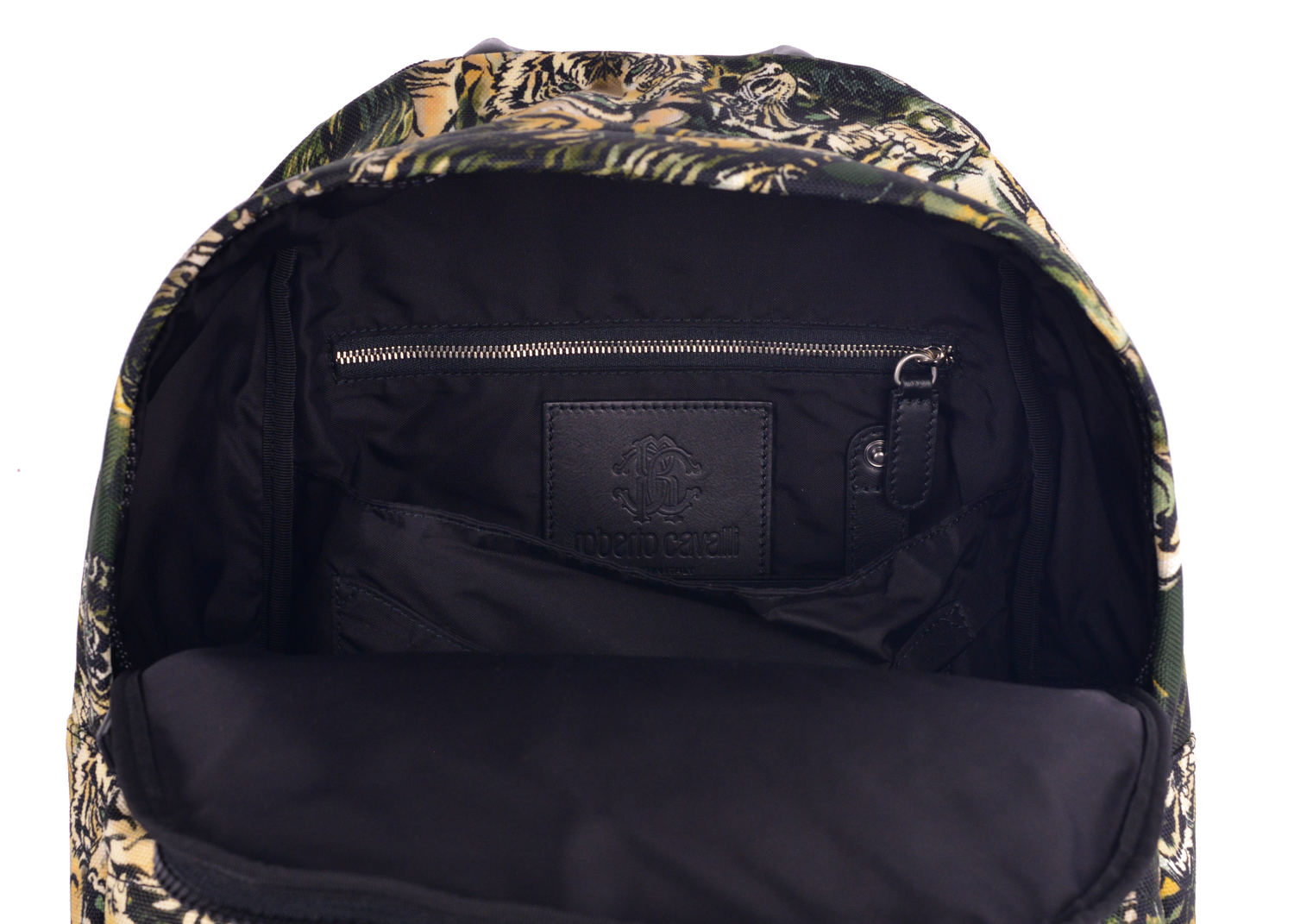 roberto cavalli green lion print canvas