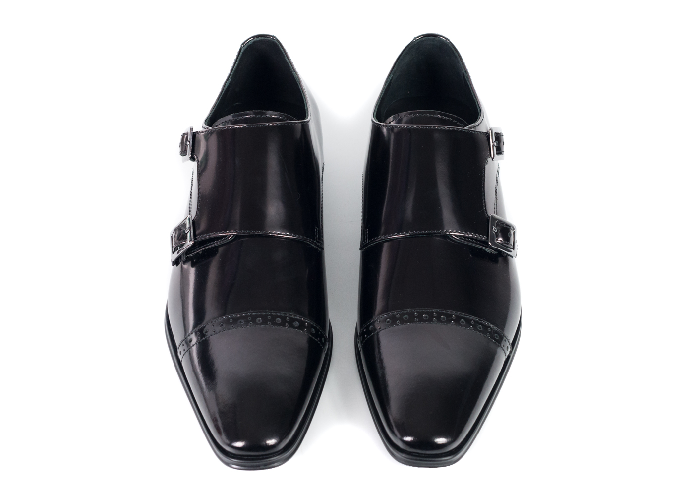 Versace Collection Men Black Spazzolato Leather Monkstrap Oxfords 41//8 RTL$625