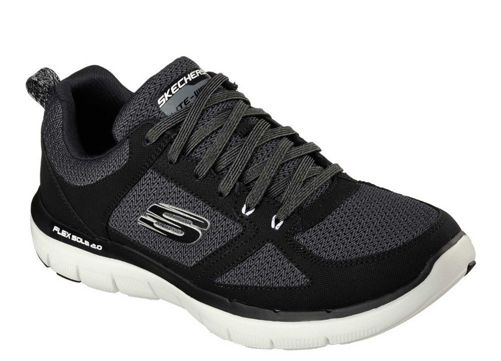 Skechers SK52180 Flex Advantage 2.0 Nero Bianco Lacci Scarpe Da Ginnastica Scarpe Taglia 6-12