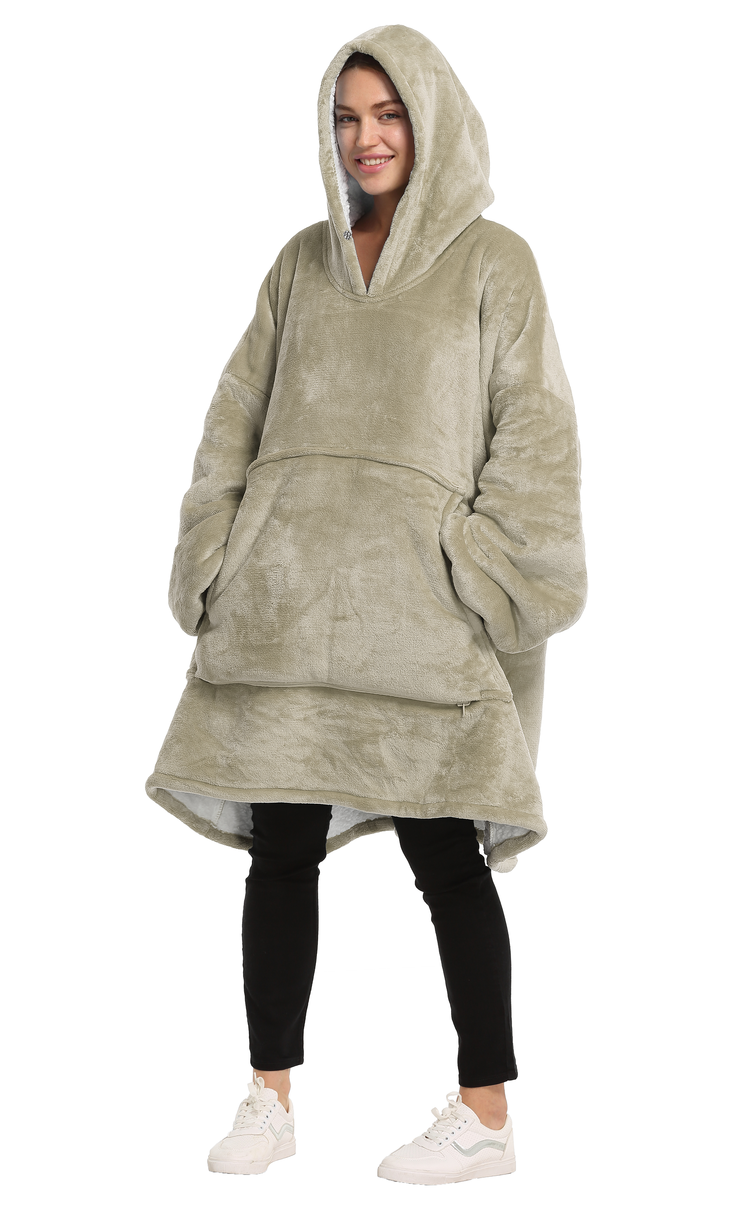 Fleece Flannel Sherpa Blanket Hoodie For Women Snuggle Oversized Hoodie Blanket - Imagen 8 de 25