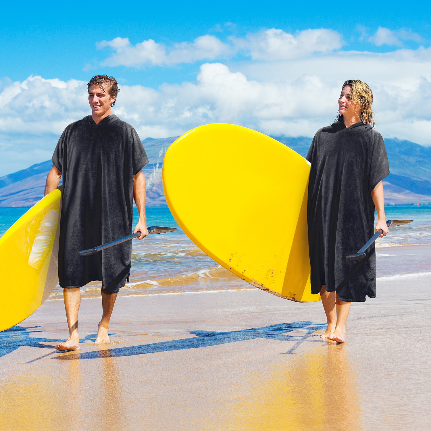 Hooded Poncho Towel Changing Robe Adult Beach Towel Surf Swiming US - Picture 15 of 30