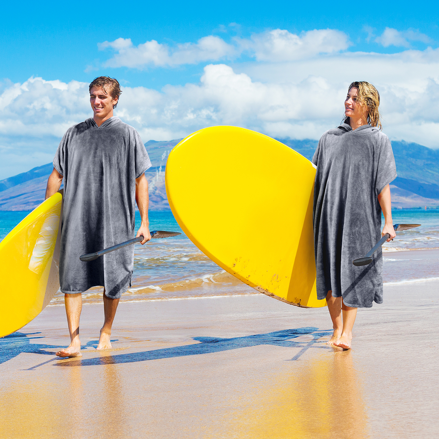 Hooded Poncho Towel Changing Robe Adult Beach Towel Surf Swiming US - Picture 29 of 30