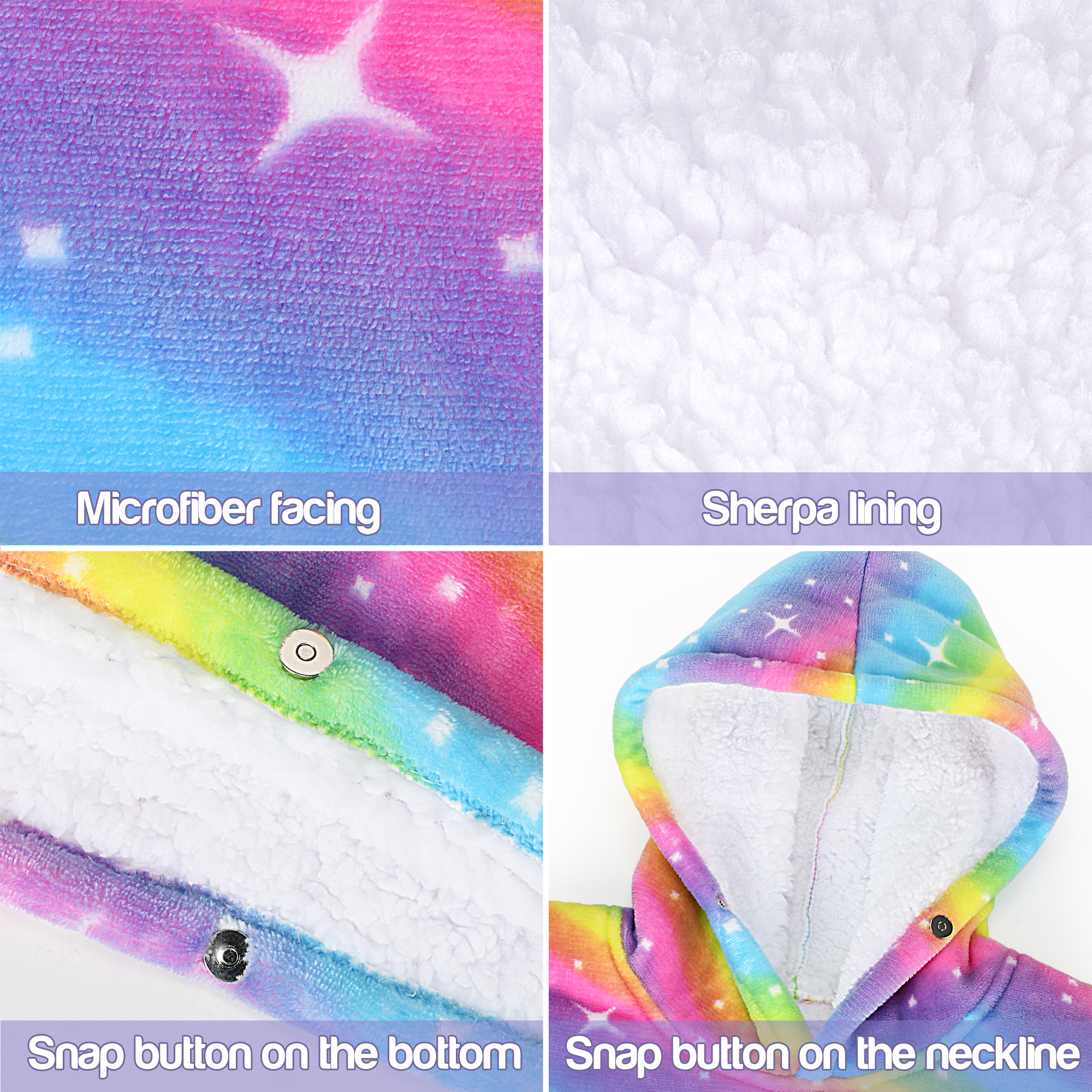 Cute Warm Sherpa Wearable Comfy Oversized Pet Hoodie Hooded Blanket For Kids - Bild 51 von 65