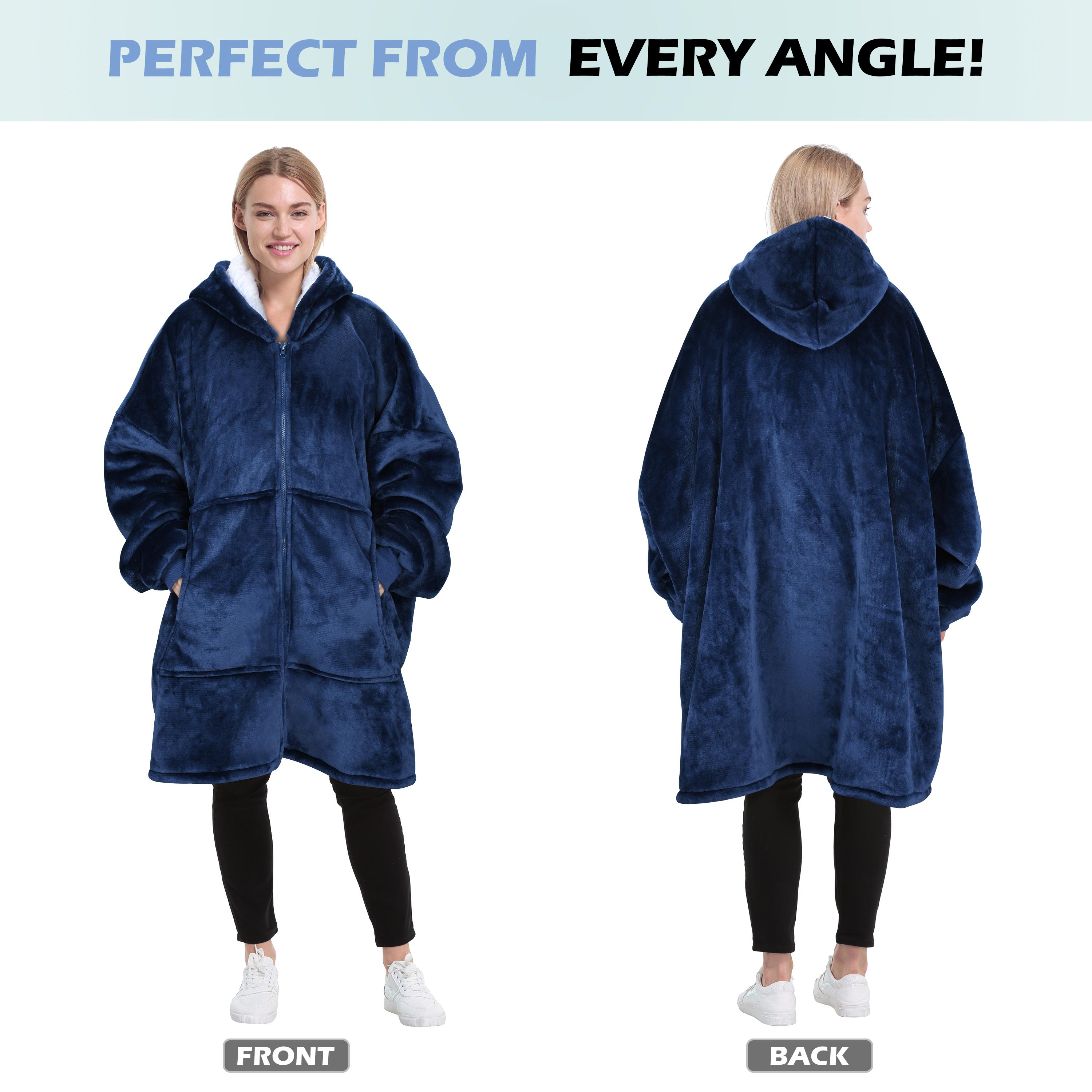 Women Men Winter Warm Sherpa Fleece Hoodie Zip UP Sweater Jacket Hooded Coat - Picture 24 of 45