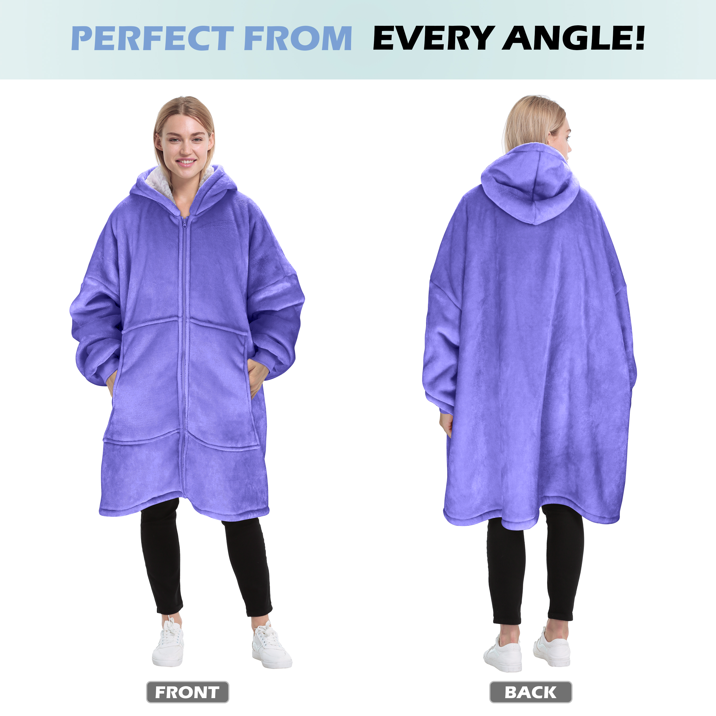 Women Men Winter Warm Sherpa Fleece Hoodie Zip UP Sweater Jacket Hooded Coat - Picture 40 of 45