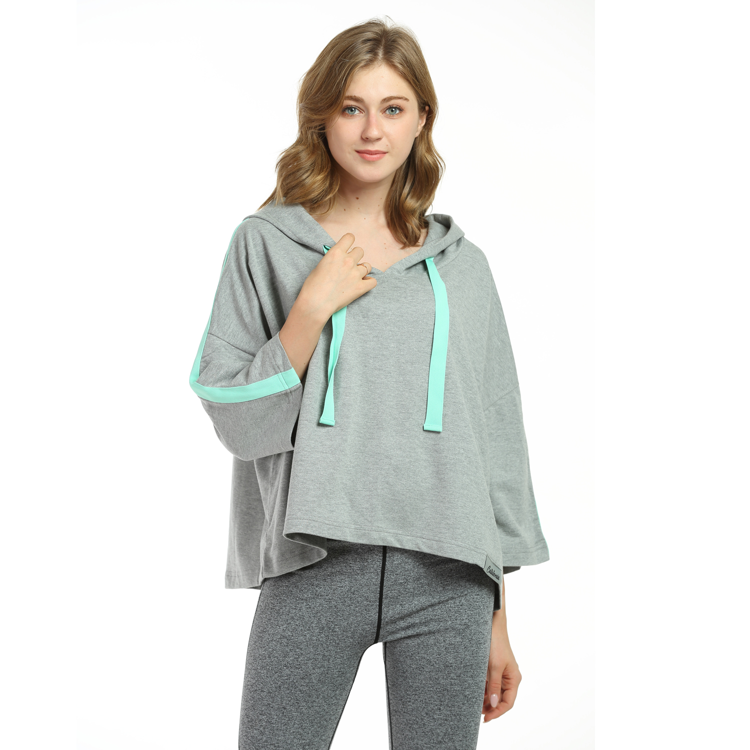 Women Loose Long Sleeve Hoodie Sweatshirt Jumper Hooded Pullover Short Crop Tops - Picture 24 of 44